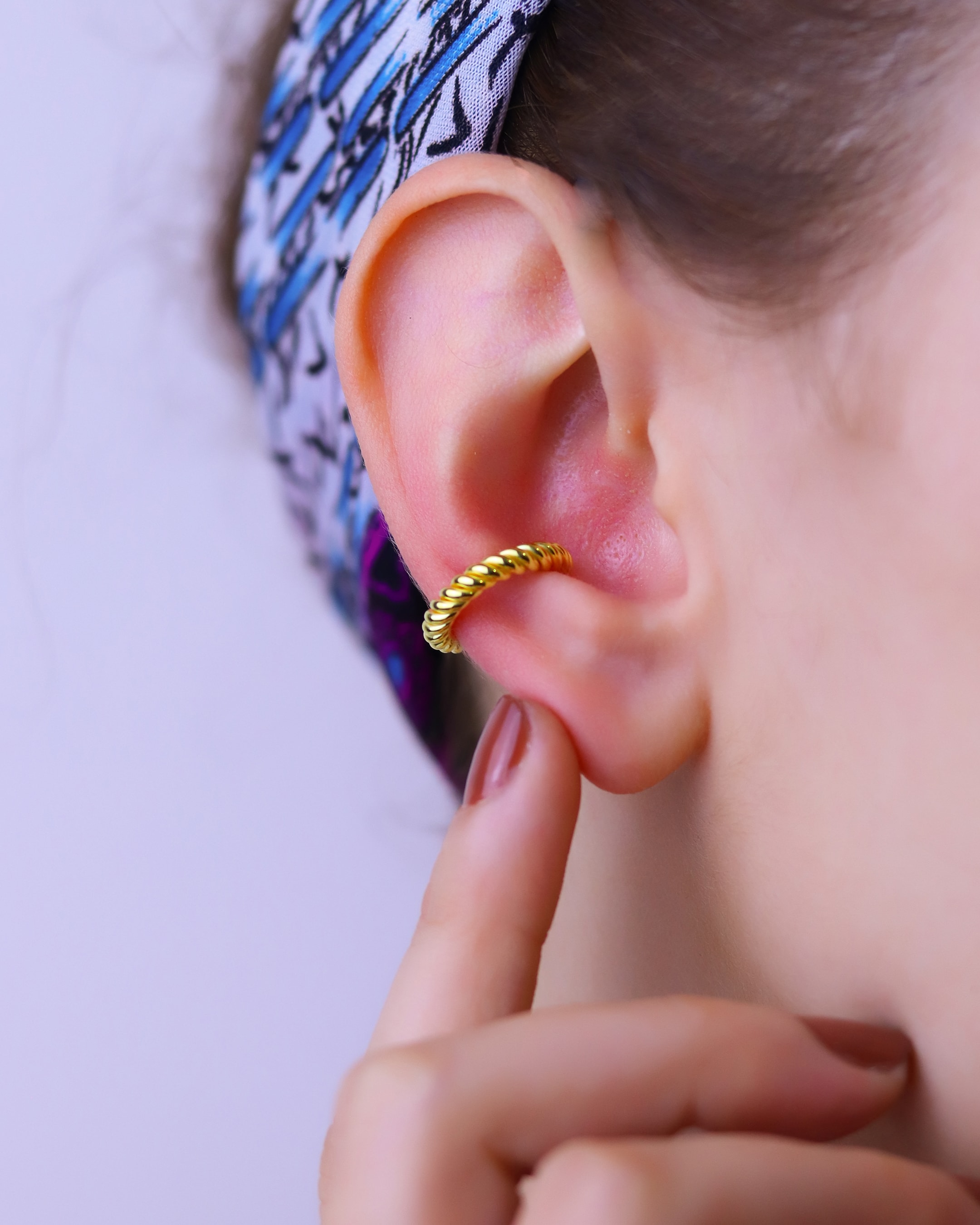 Silver Twisted Cartilage Earrings