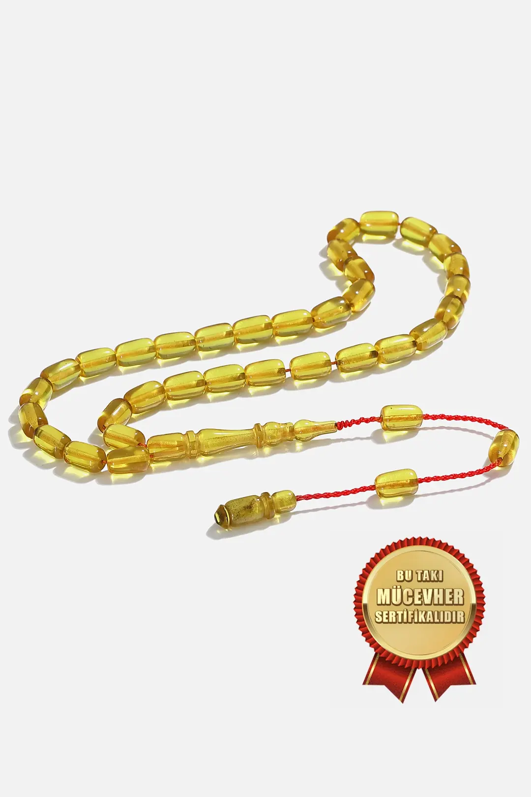 Yellow Fire Amber Capsule Prayer Beads