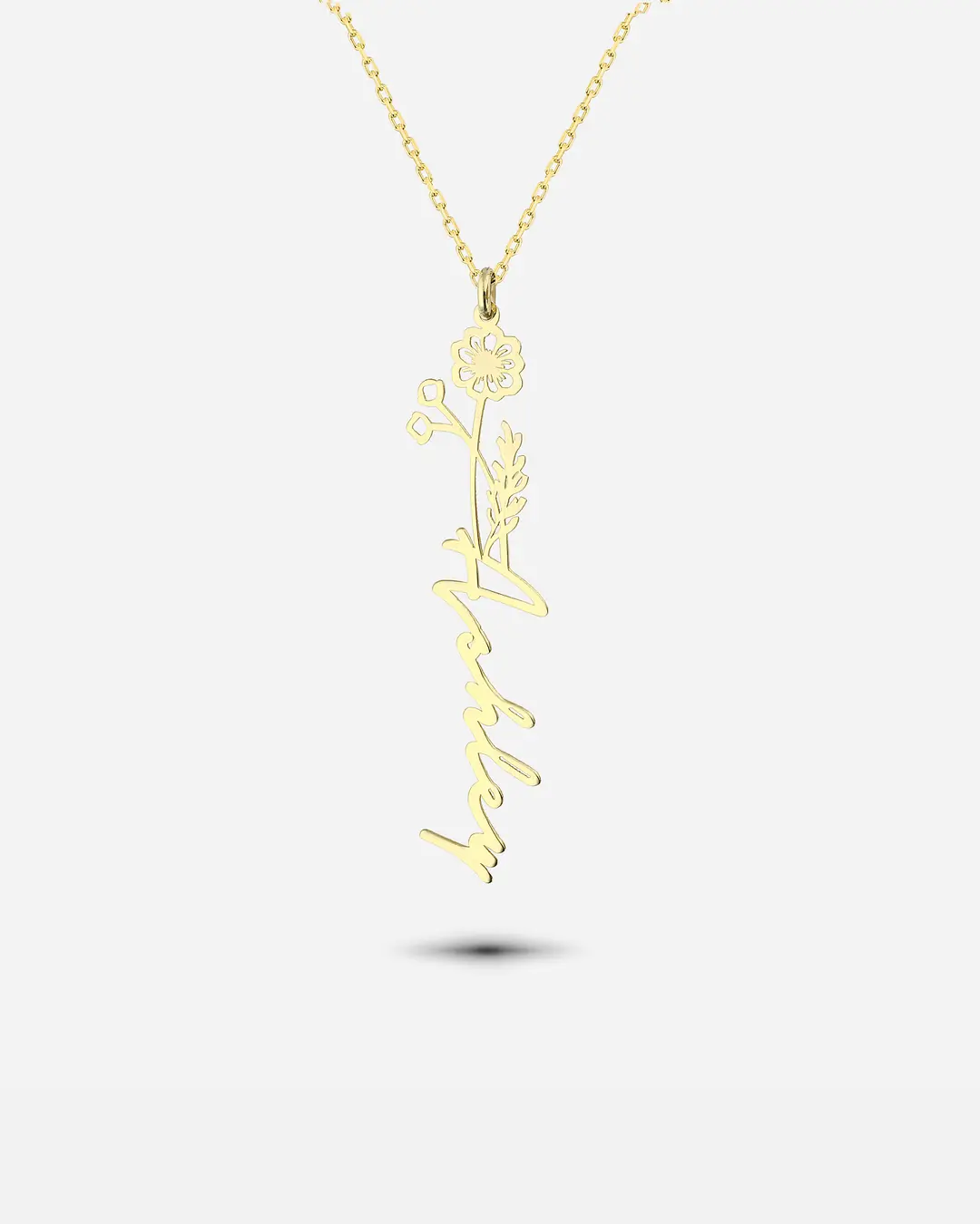 Silver Personalized Ekim Bear Birth Flower Necklace