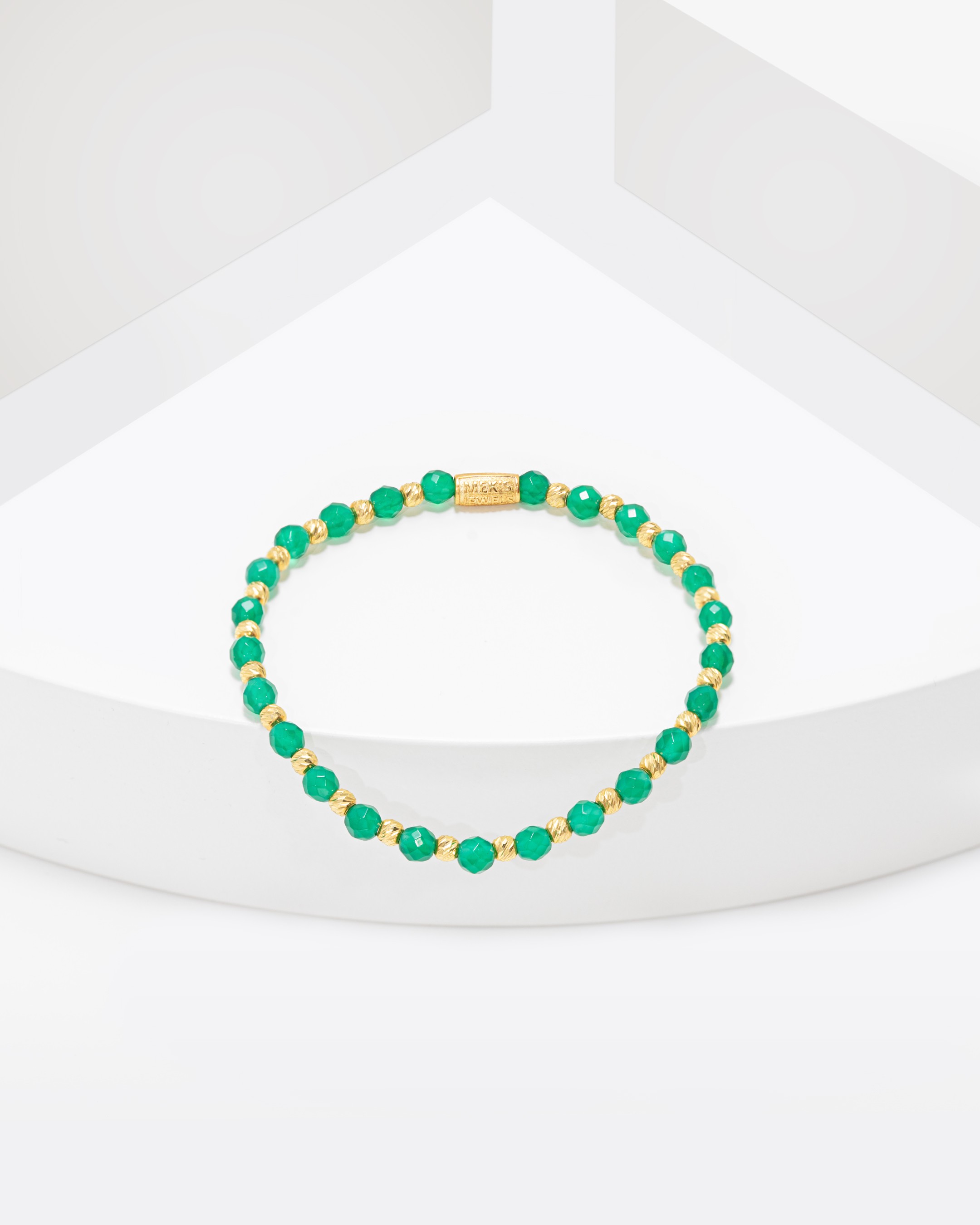 Bracelet en argent avec agate verte de 10,65 carats - Or