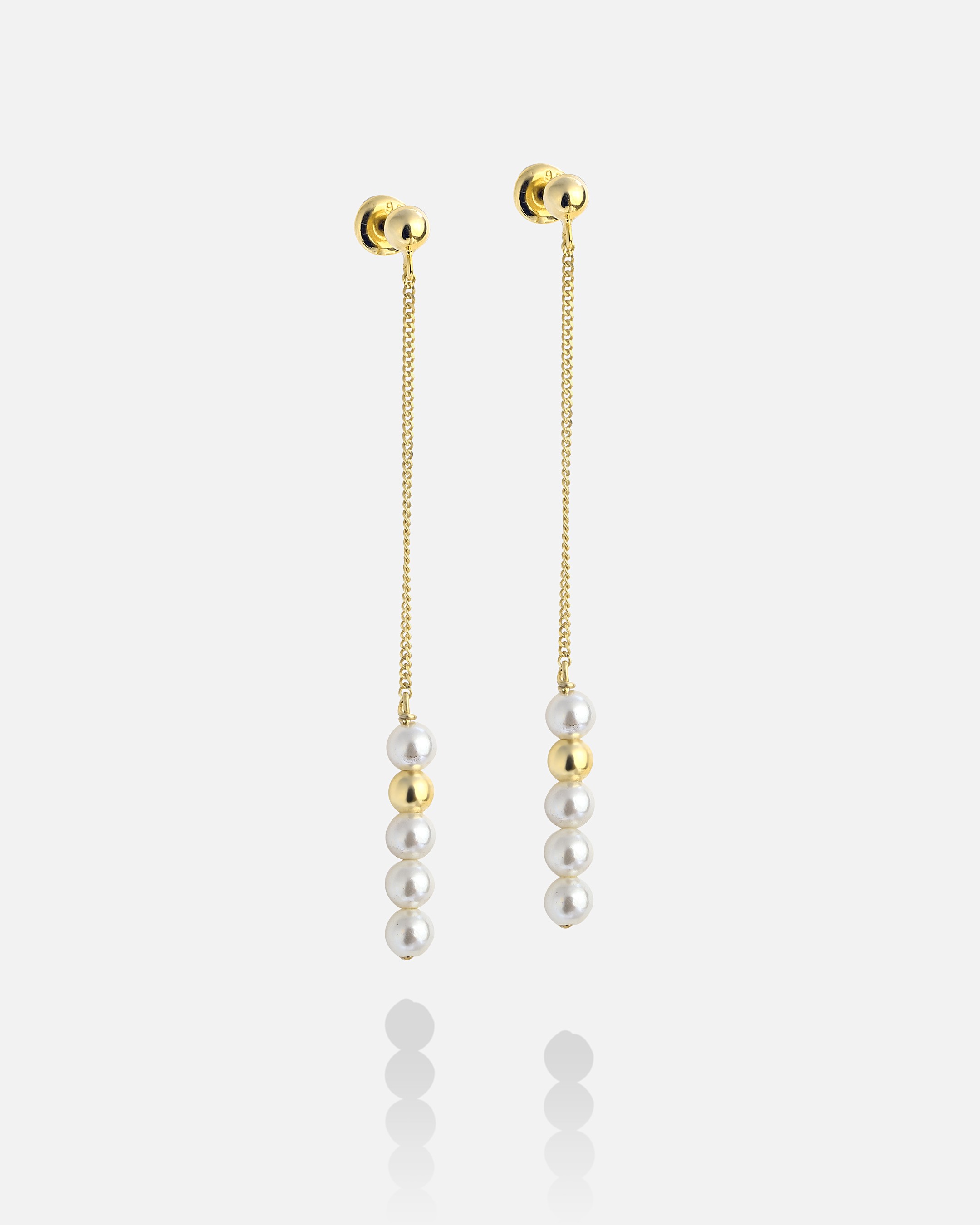 Silver Cluster Pearl Earrings - Gold