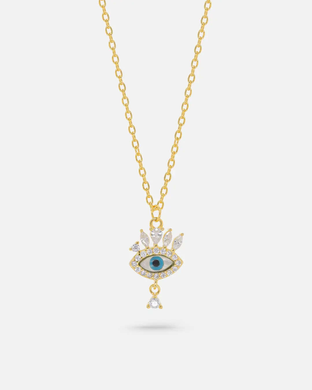 Mother-of-Pearl Stone-set Silver Eye Necklace