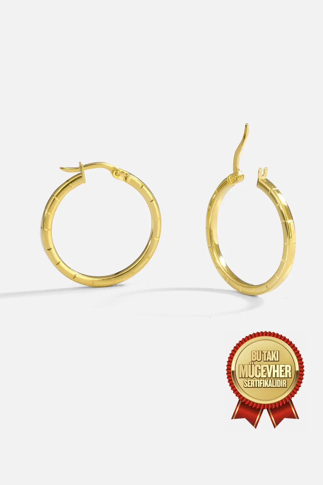 Mikron Gold Plated Silver Kübik Hoop Earrings