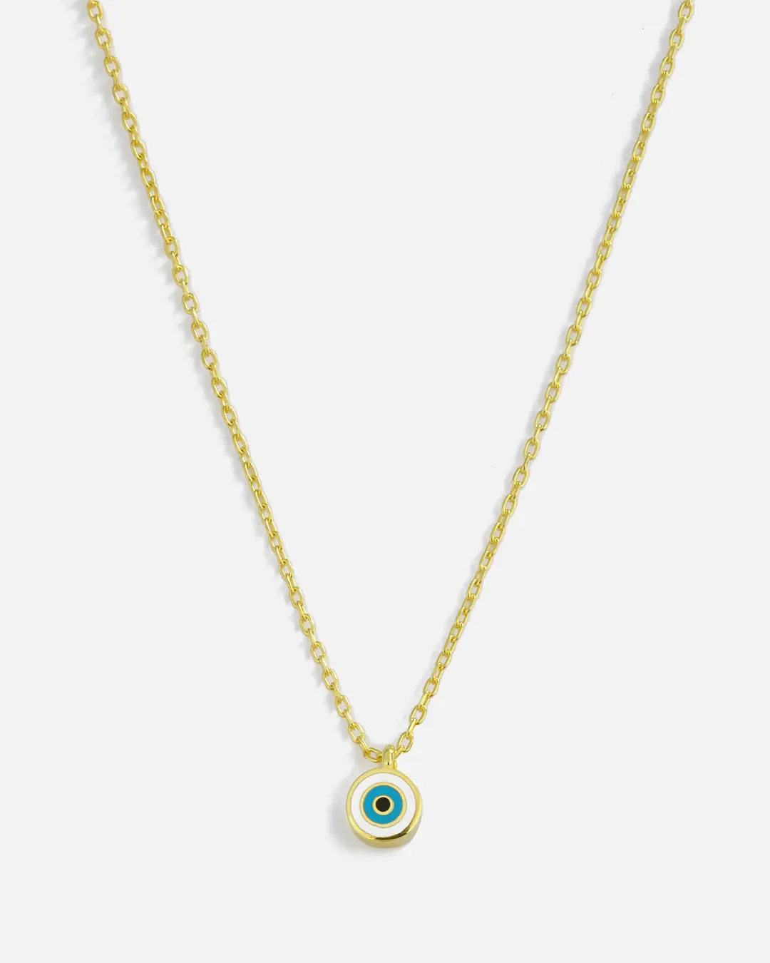 Enamel Evil Eye Bead Silver Necklace
