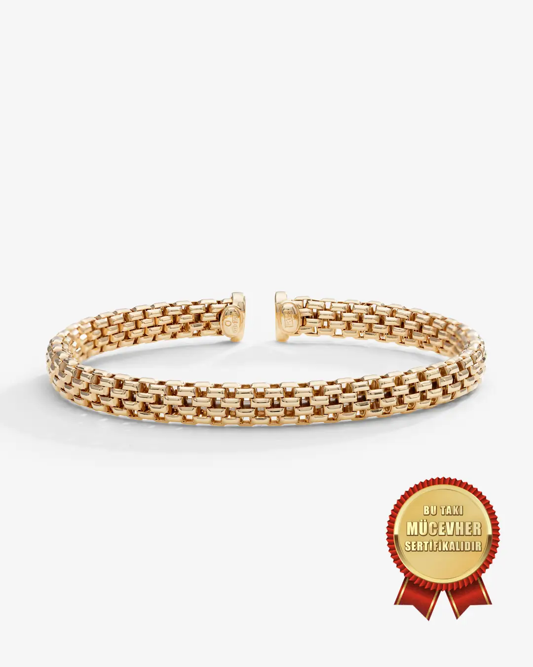 Mikron Gold Plated 925 K Silver Cube Mesh Italian Argento Milano Cuff Bracelet