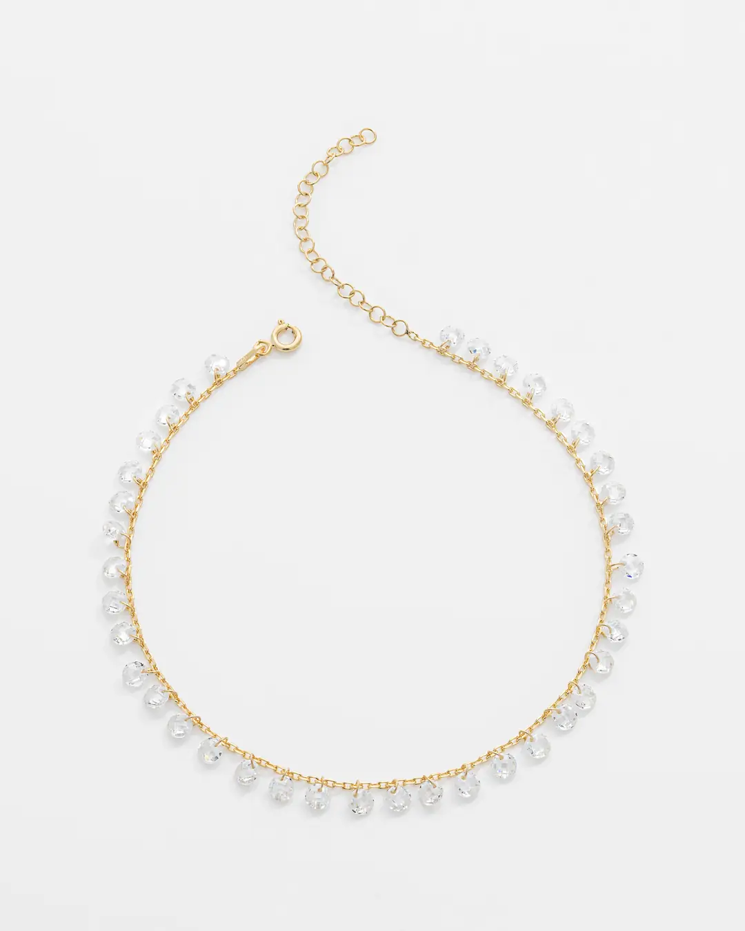 Crystal Stone-set Silver Anklet