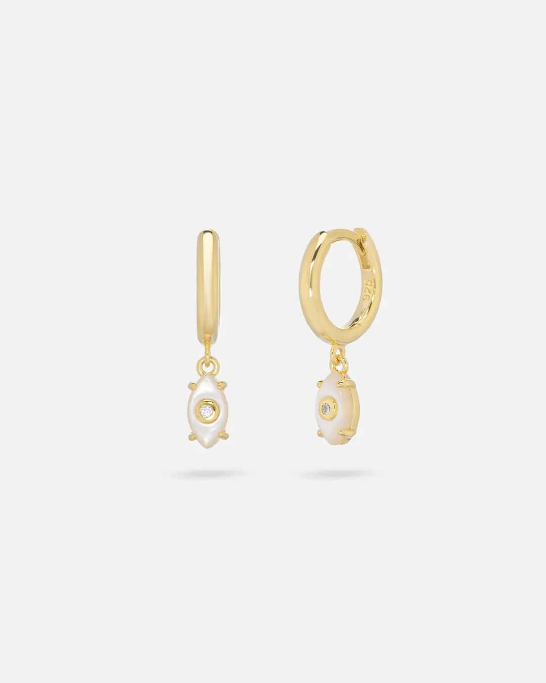 Mother-of-Pearl Stone-set Silver Eye Earrings