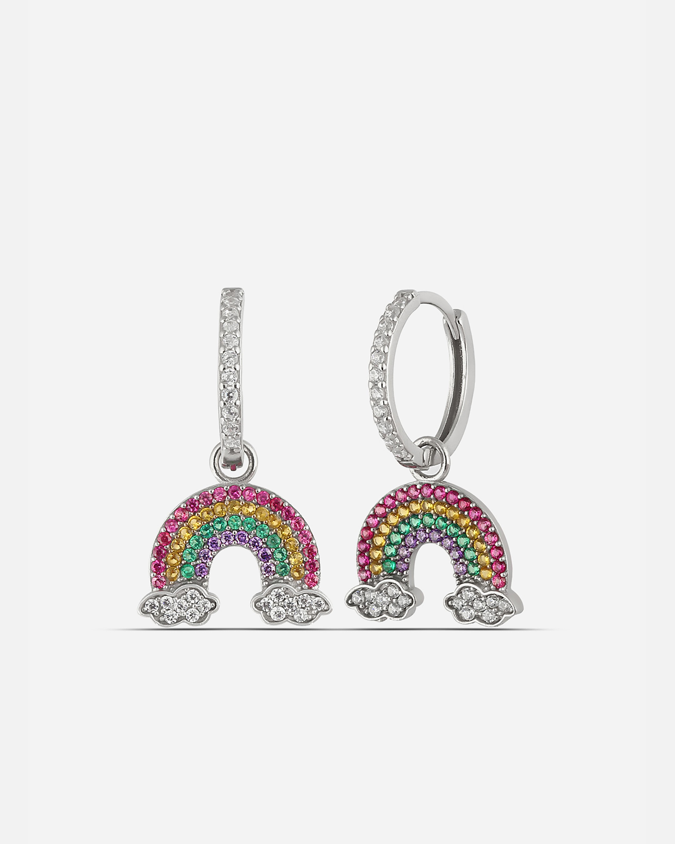 Silver Rainbow Earrings - White Gold