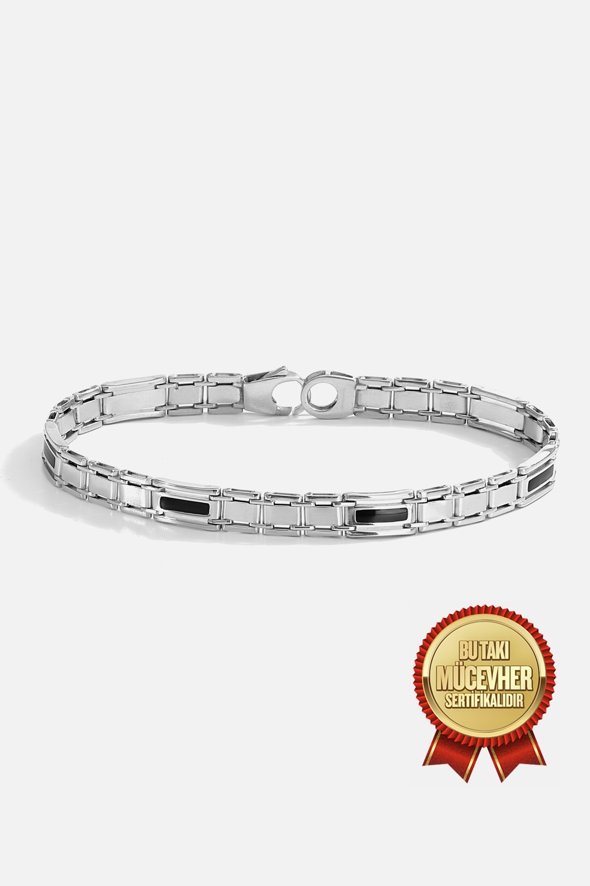 Mikron Altın Kaplama Klasik Gümüş Erkek Bilekliği