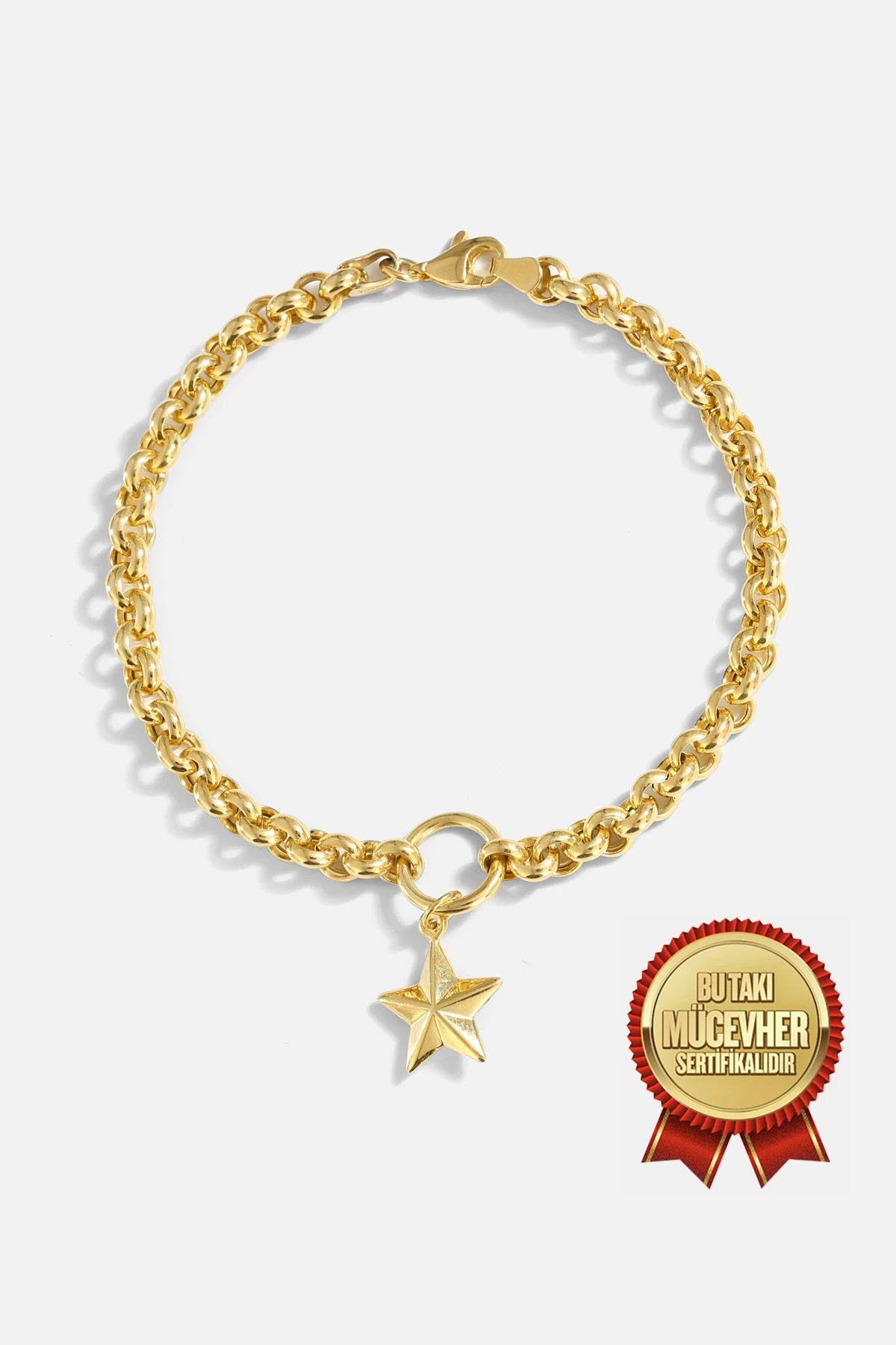 Mikron Altın Kaplama Gümüş Star Bileklik