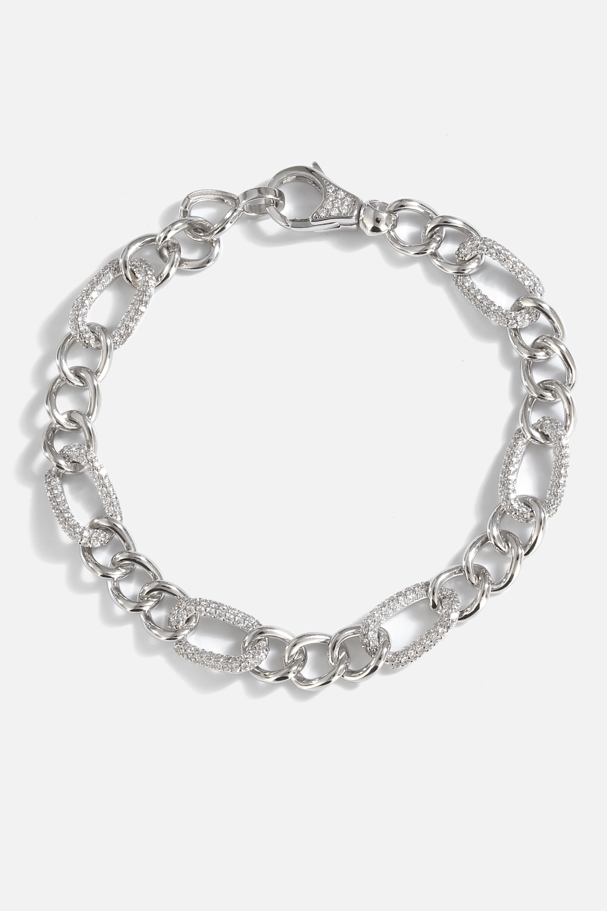 Mikron Altın Kaplama Gümüş Figaro Bileklik - Beyaz Altın