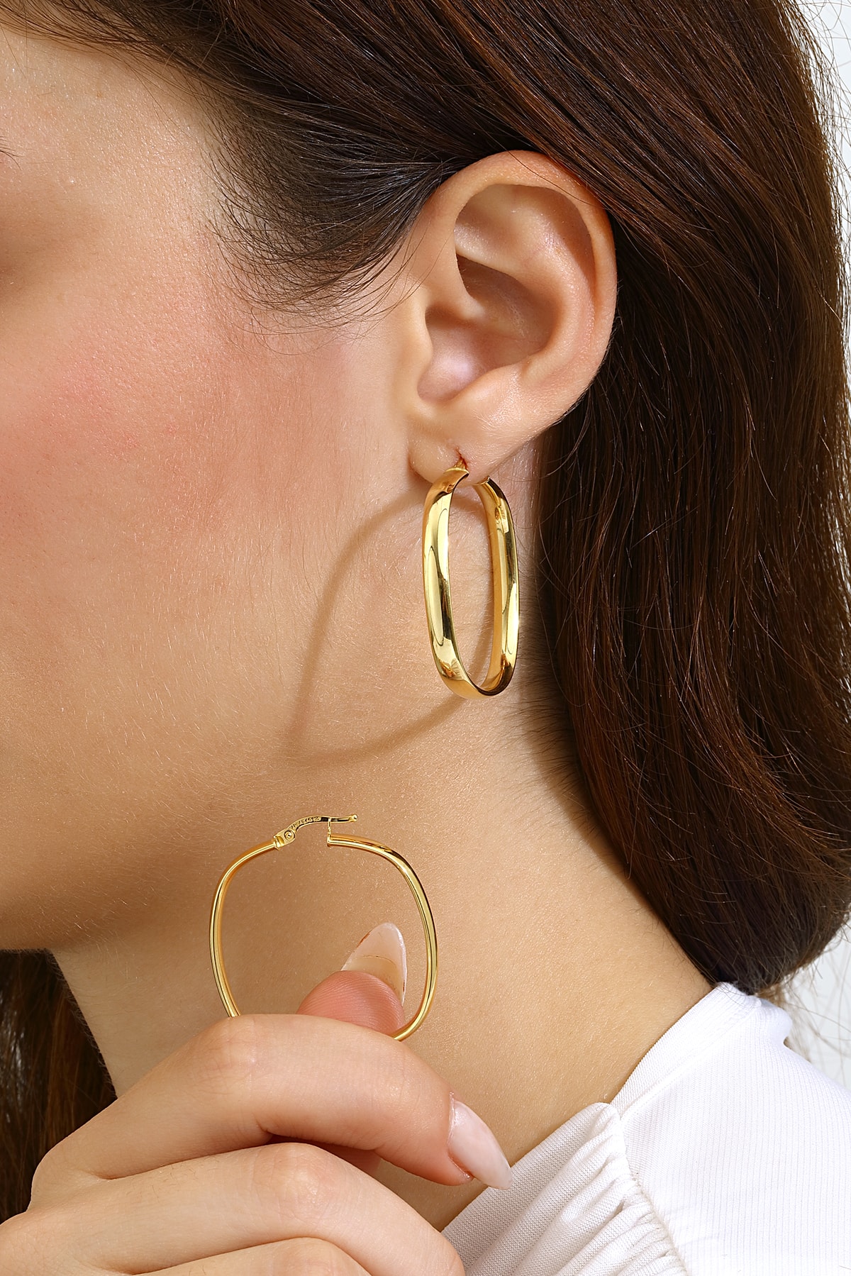 Mikron Altın Kaplama Gümüş Halka Küpe