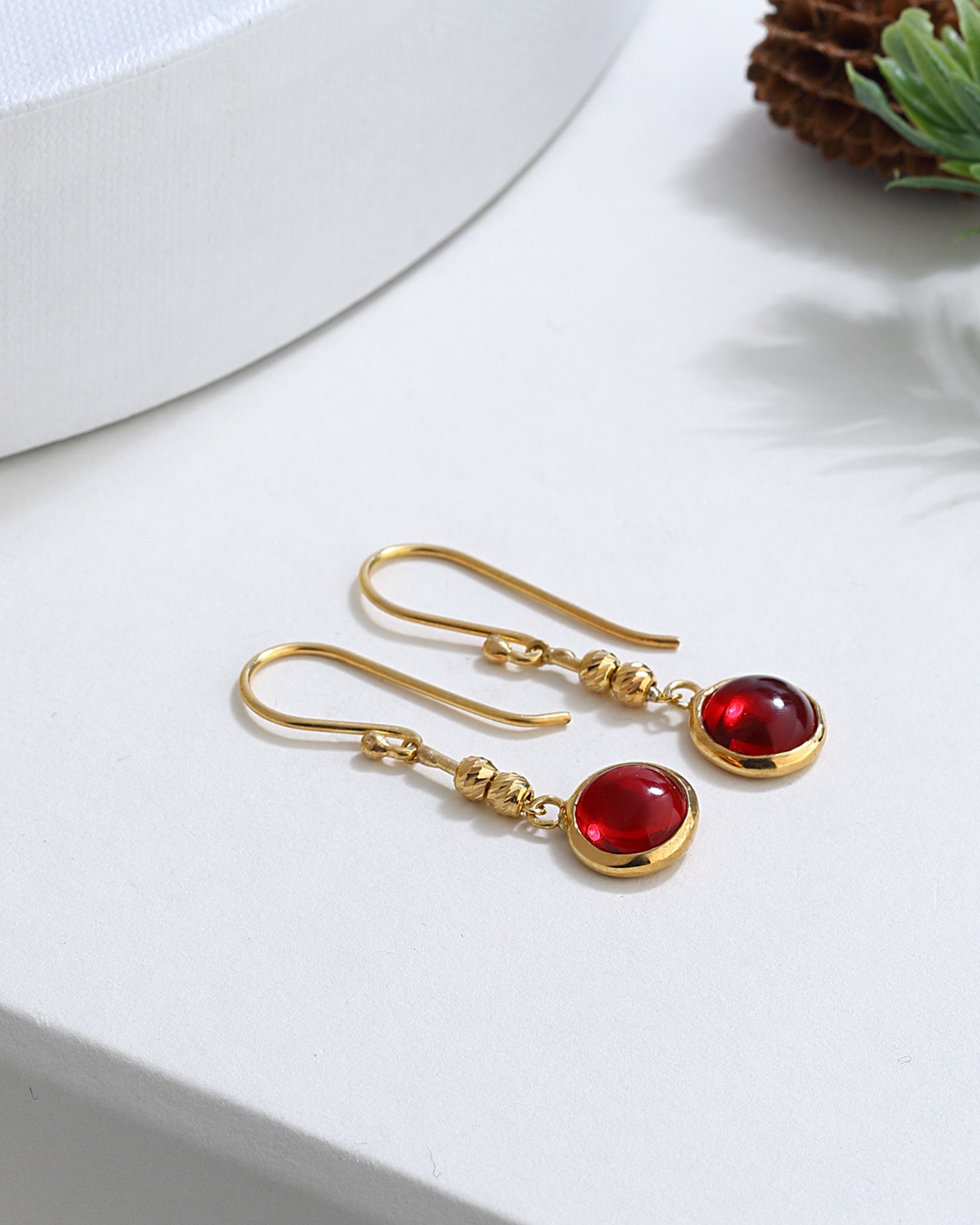 Garnet Silver Earrings - Gold