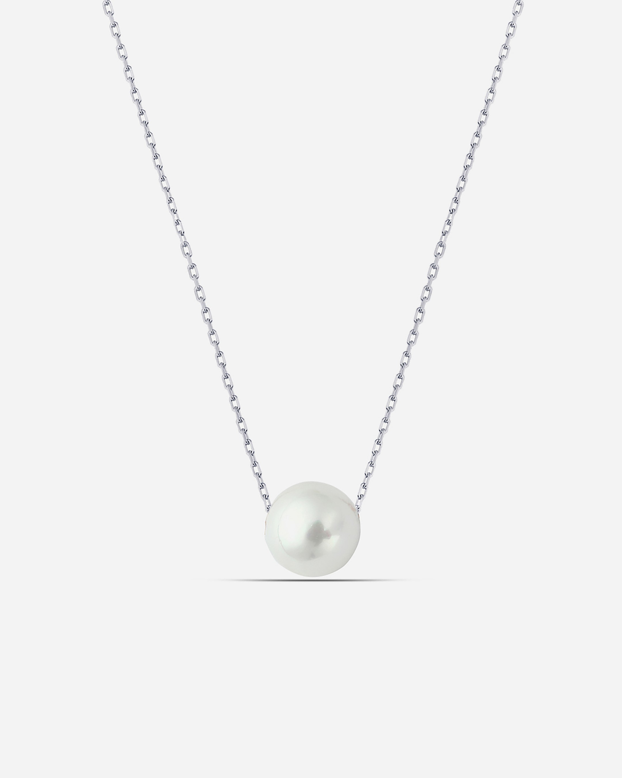 Silver Pearl Necklace - White Gold