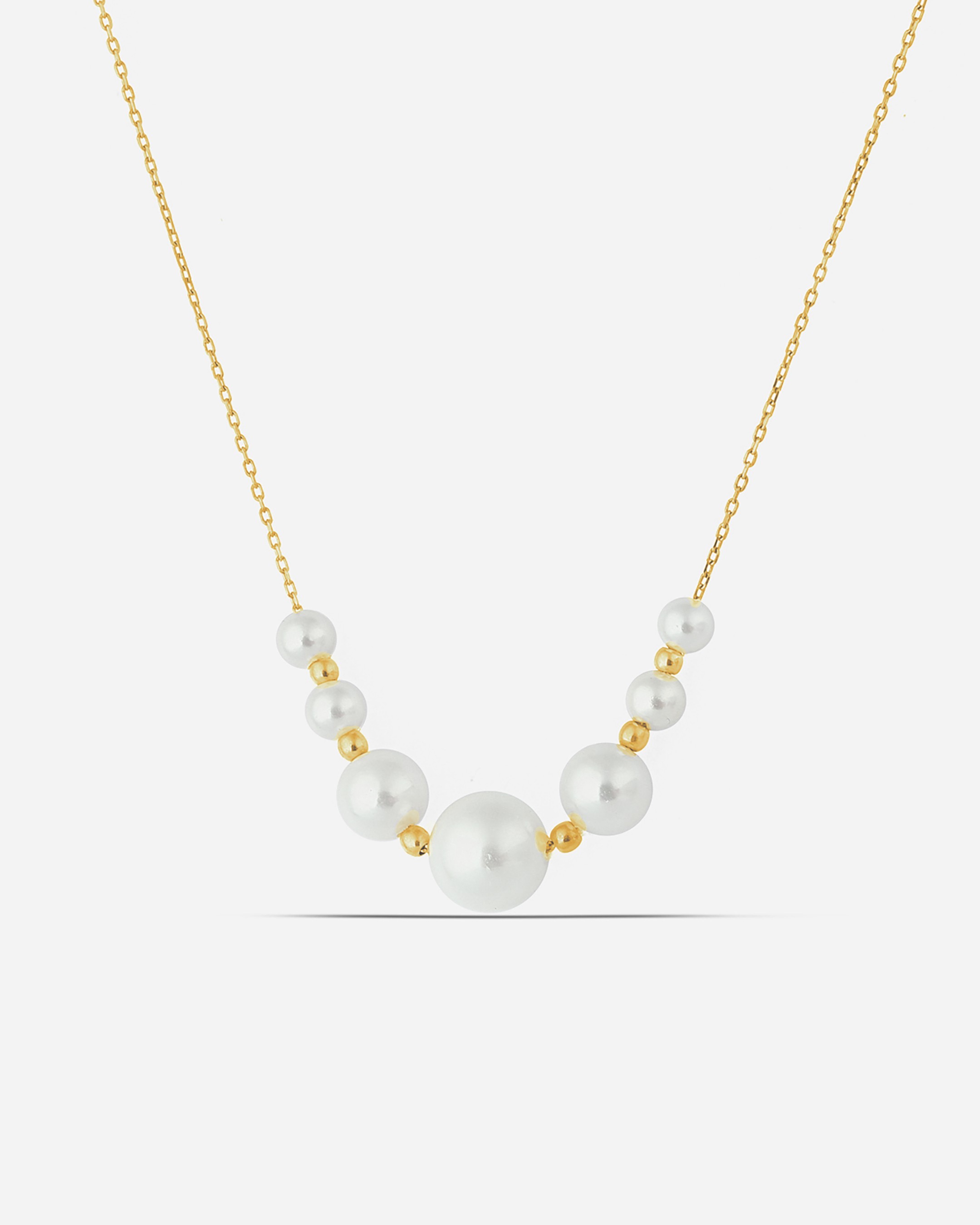 Silver Strung Pearl Necklace - Gold