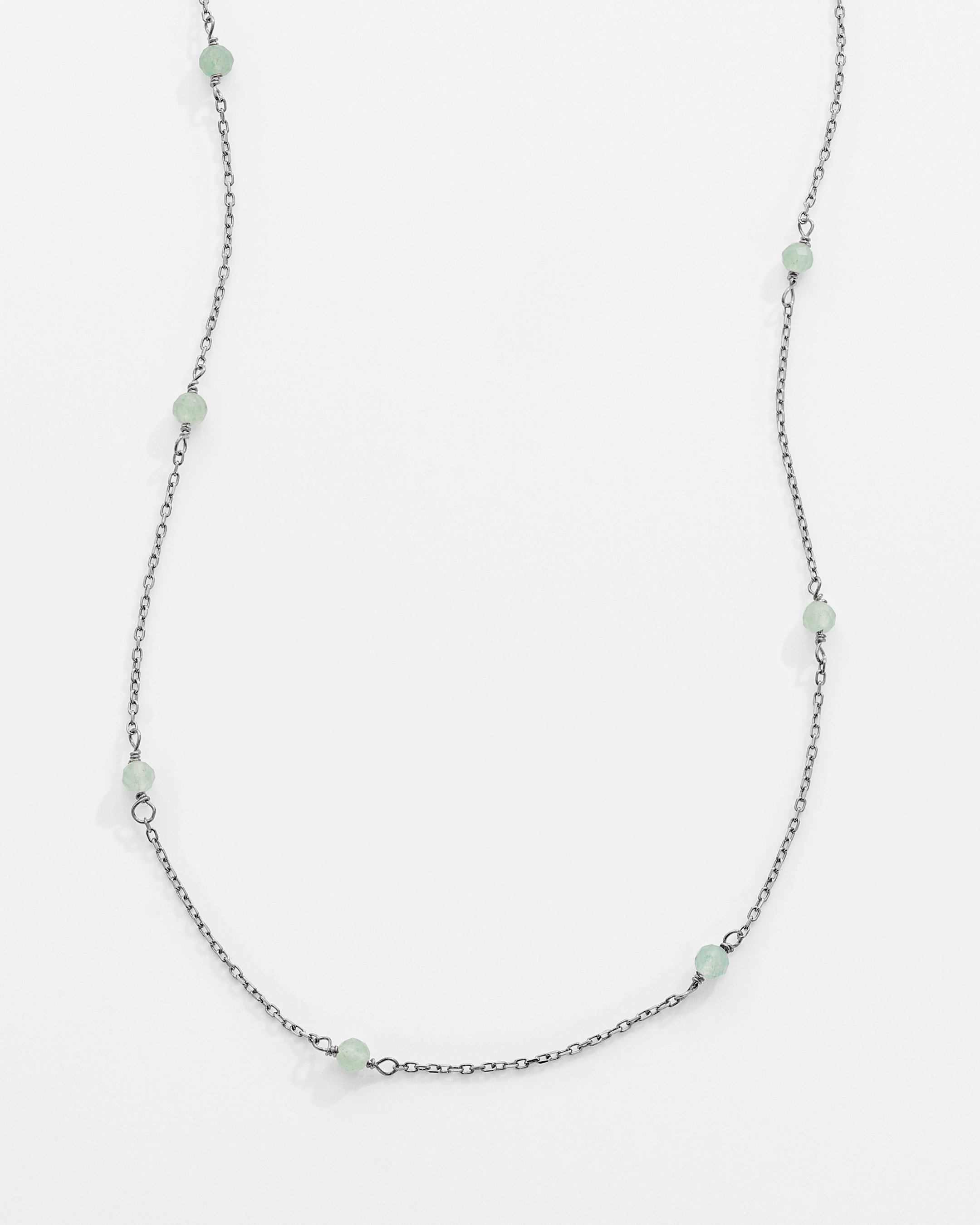 2.2 Carat Aventurine Stone Silver Necklace - White Gold