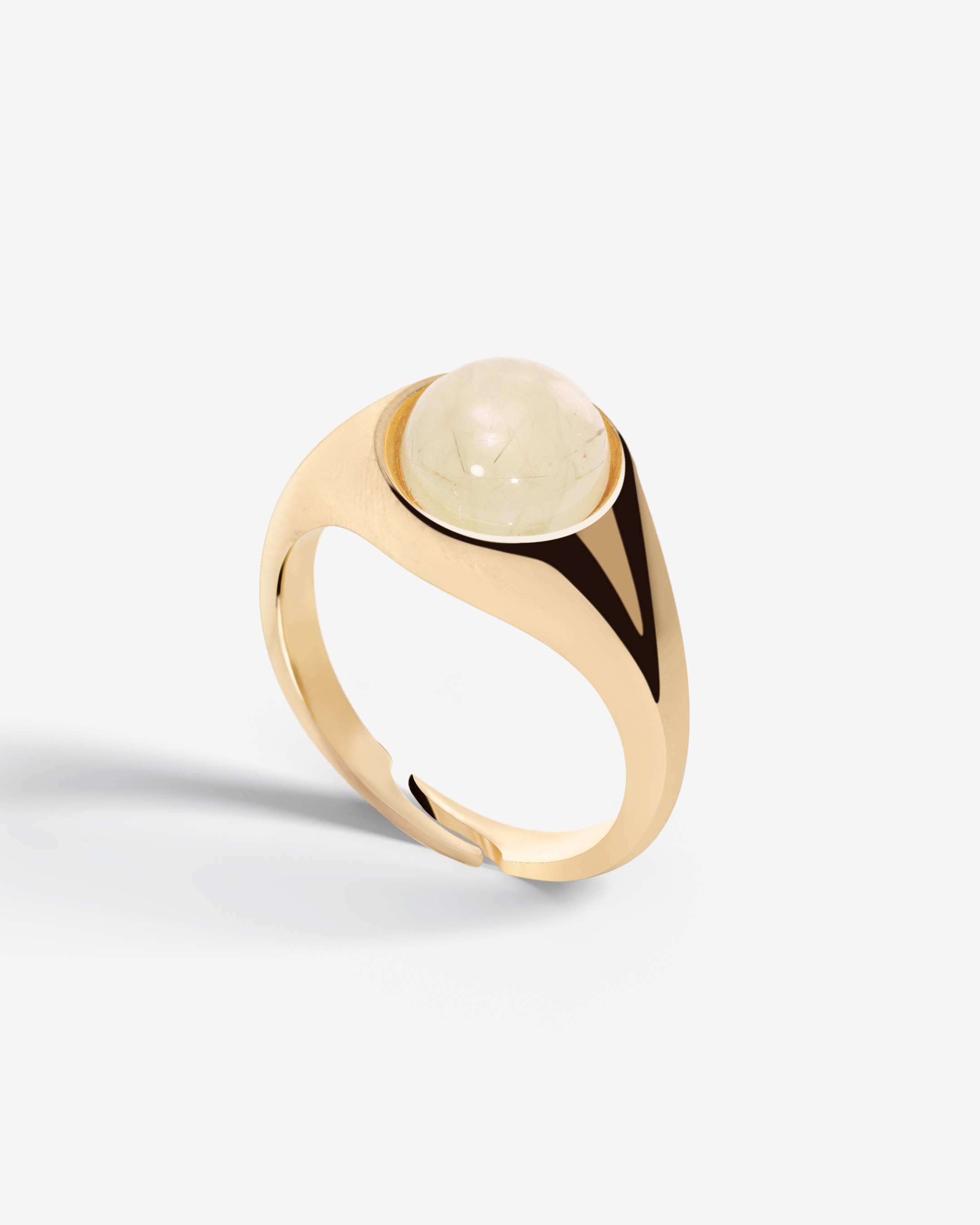 Silver Calypso Ring with Pranite Stone - Gold