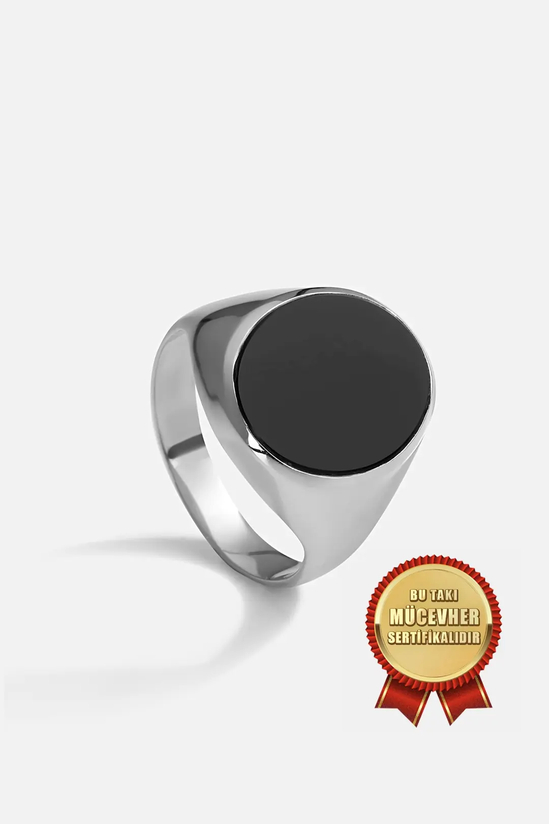 Mikron Gold Plated 925 K Silver Onyx Stone-set Men's Ring