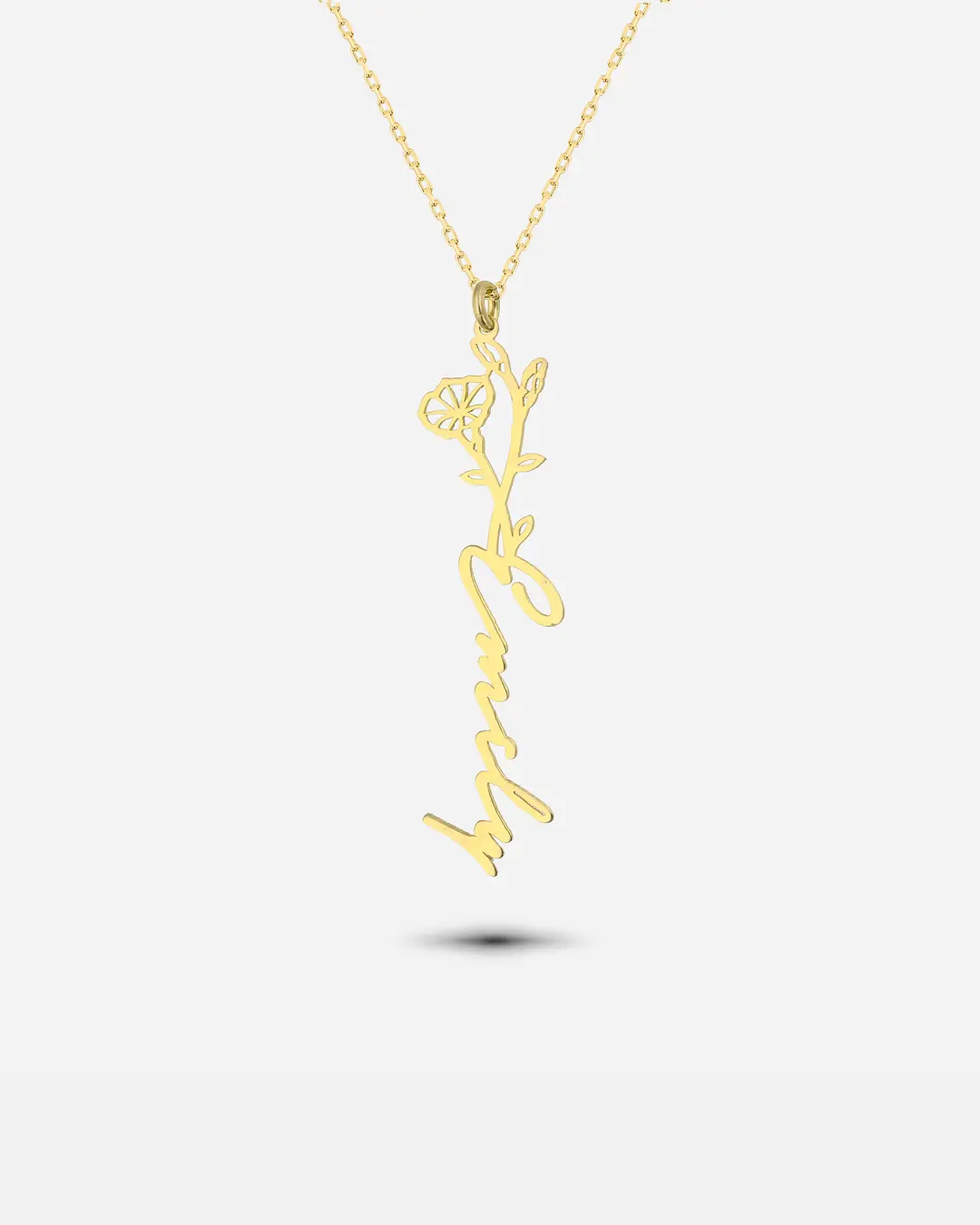 Silver Personalized Eylül Bear Birth Flower Necklace