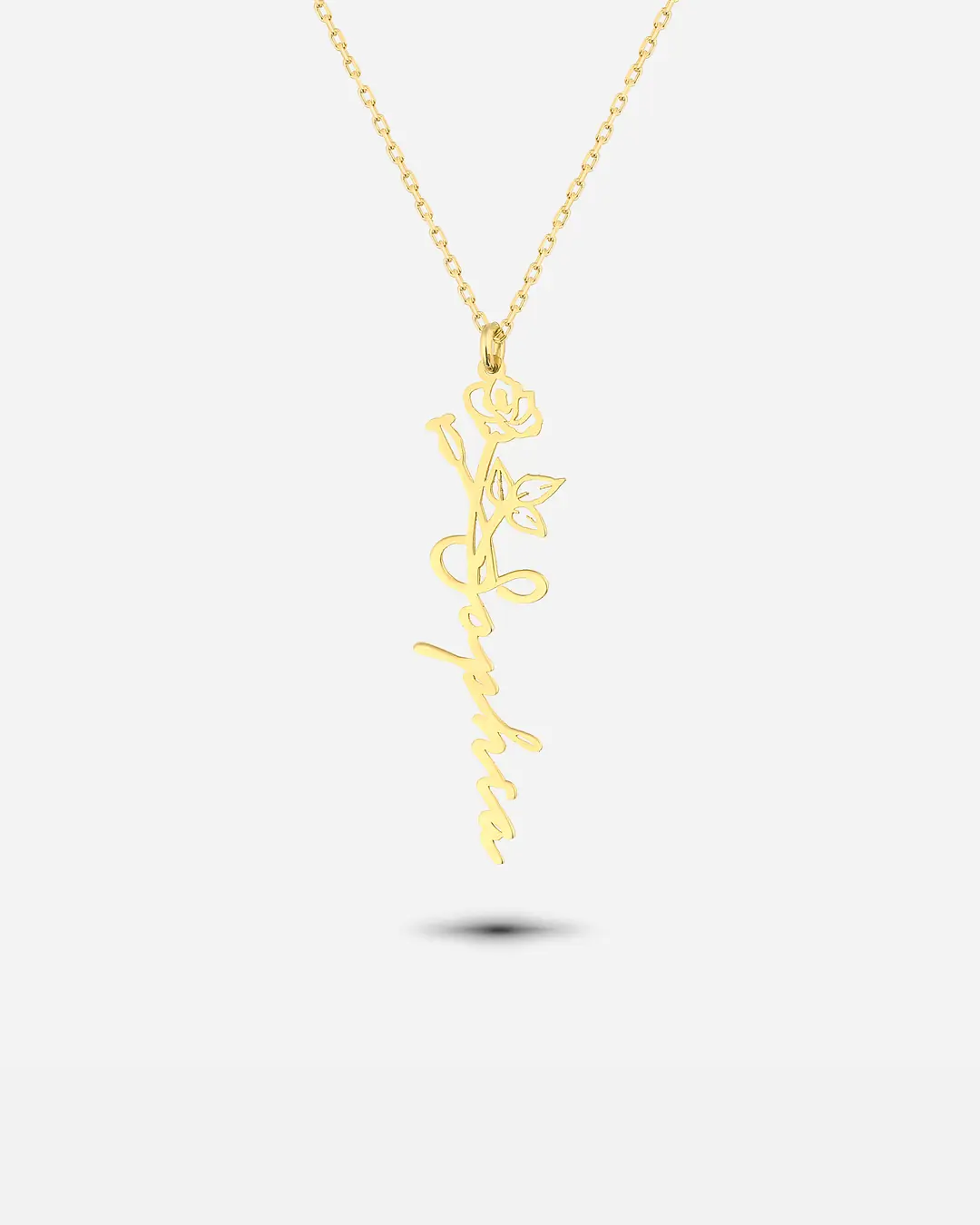 Silver Personalized Haziran Bear Birth Flower Necklace