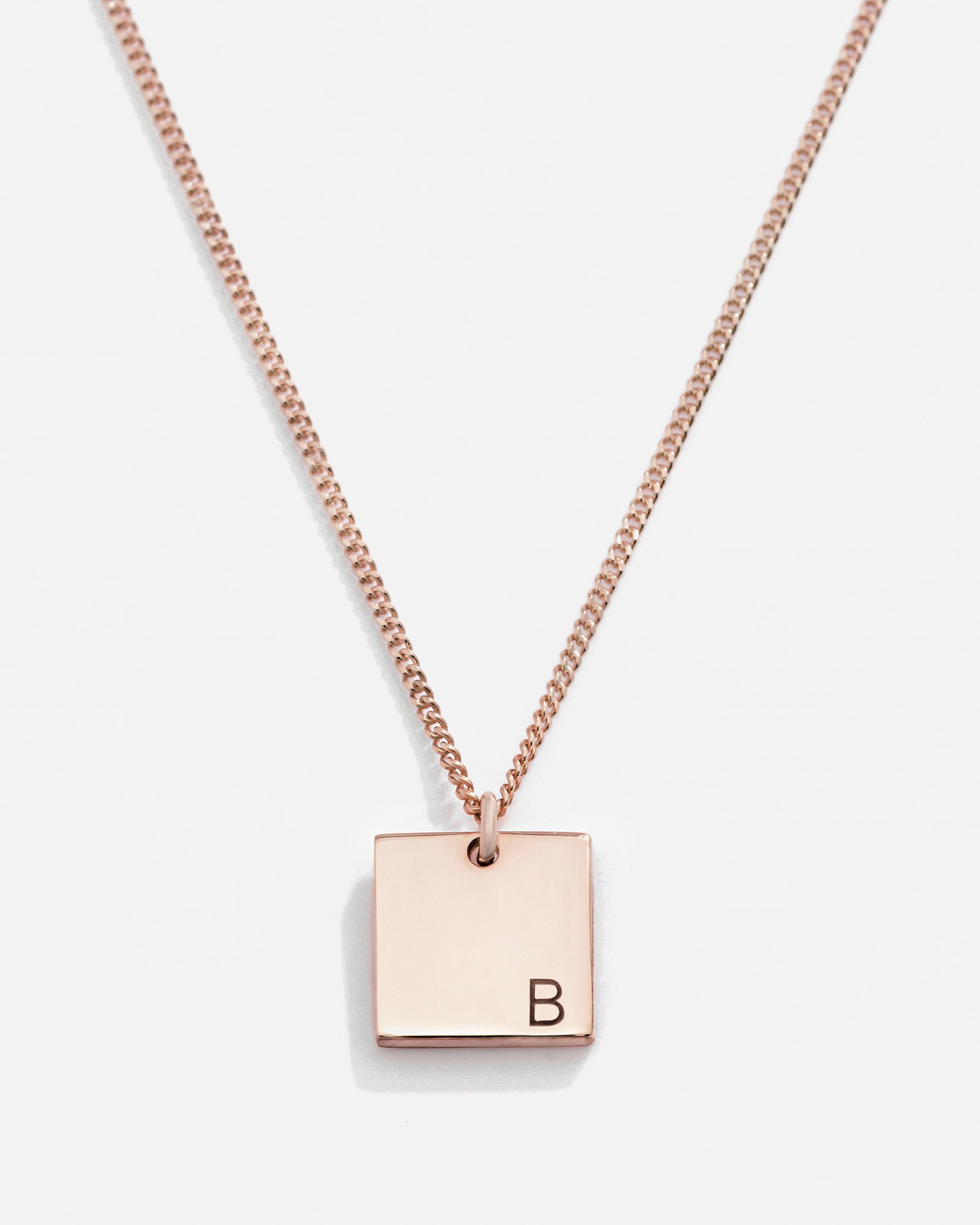 Silver Letter Necklace - Rose Gold