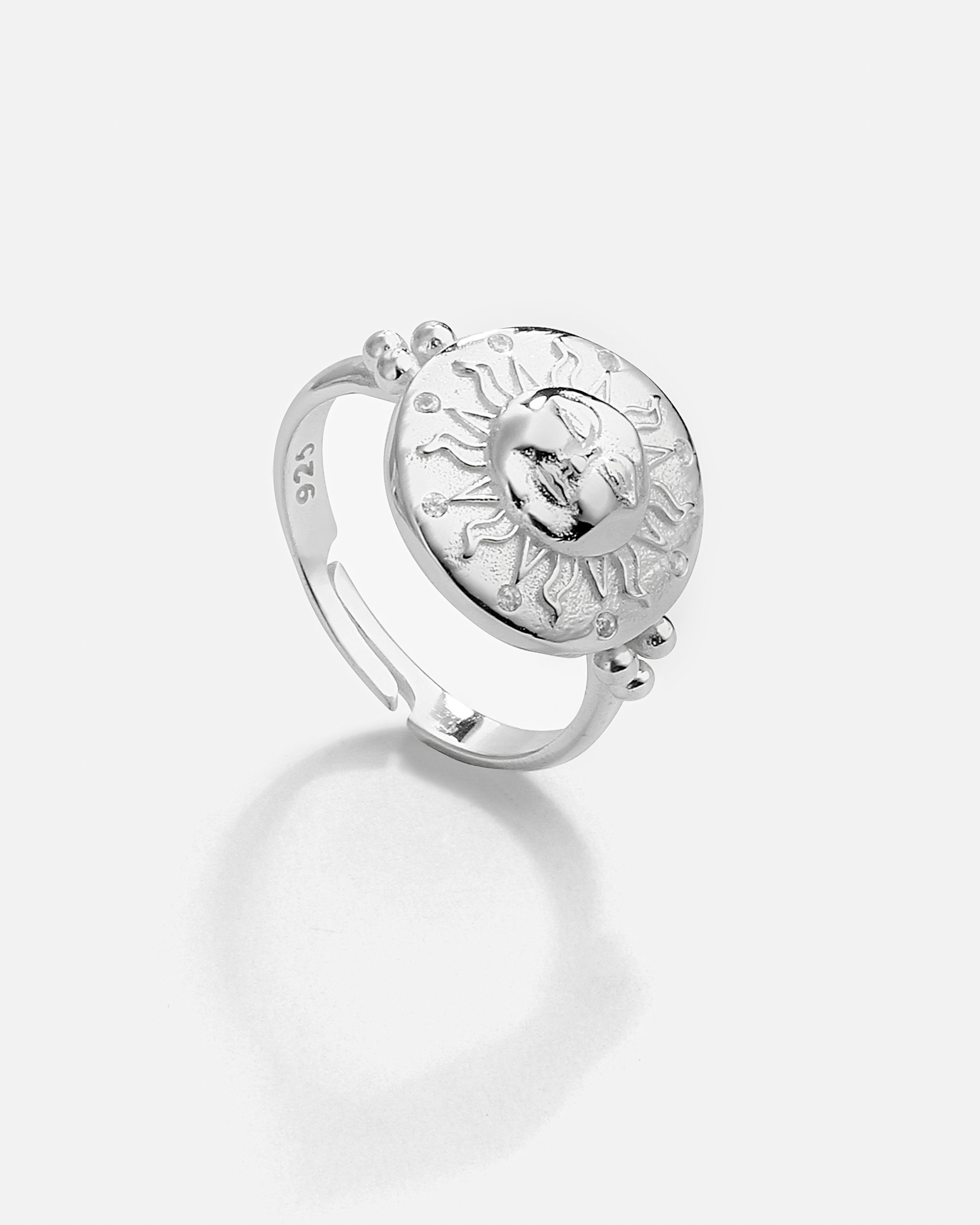 Silver Sun Ring - White Gold