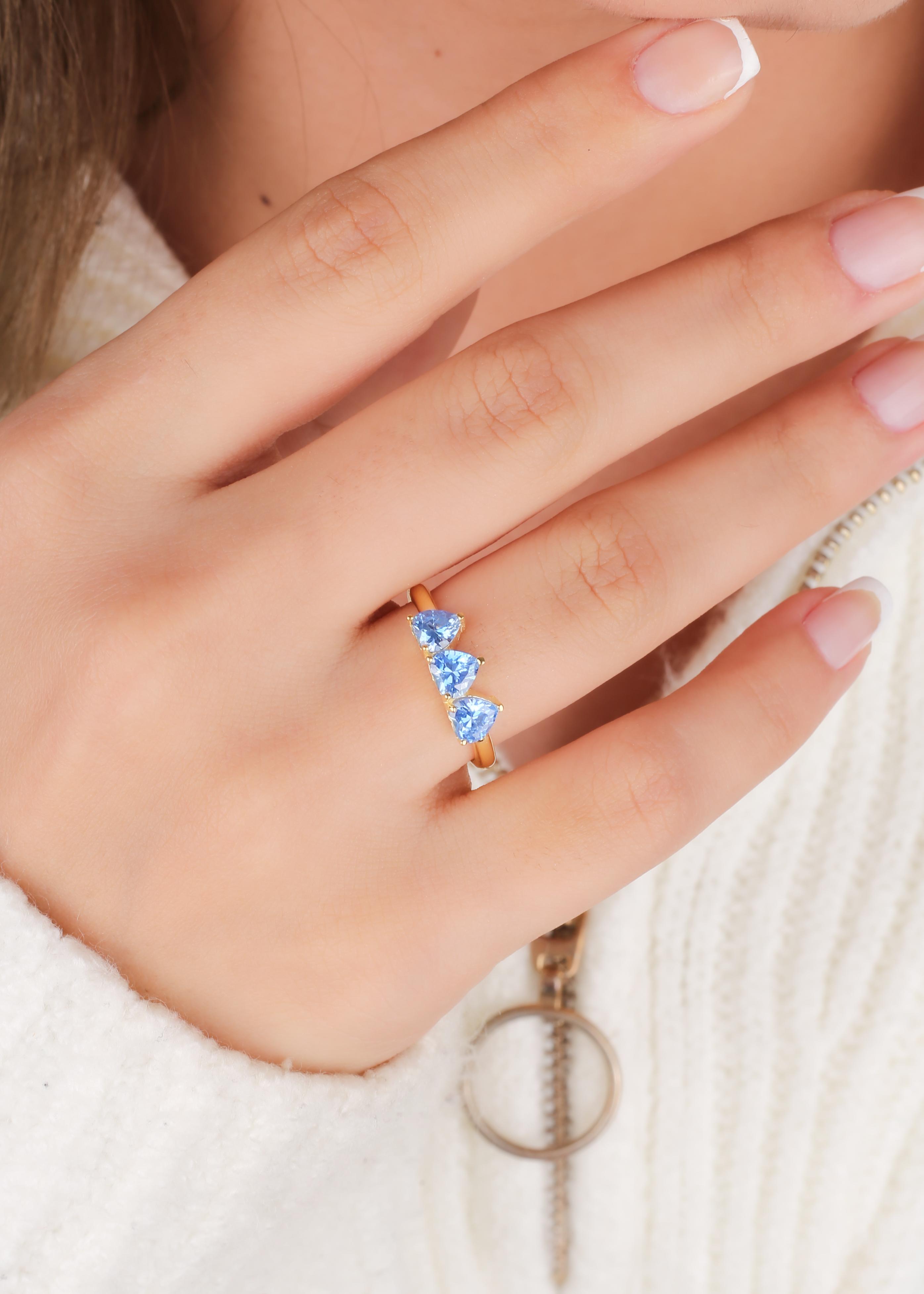 Silver Heart Ring with Aquamarine Colored Stones