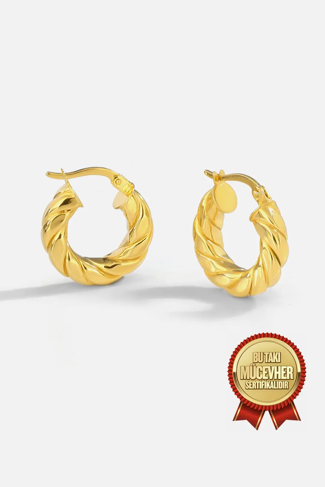 Mikron Gold Plated Silver Twisted Hoop Earrings