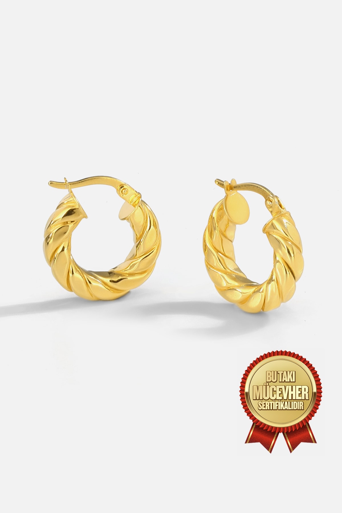 Mikron Altın Kaplama Gümüş Burma Halka Küpe