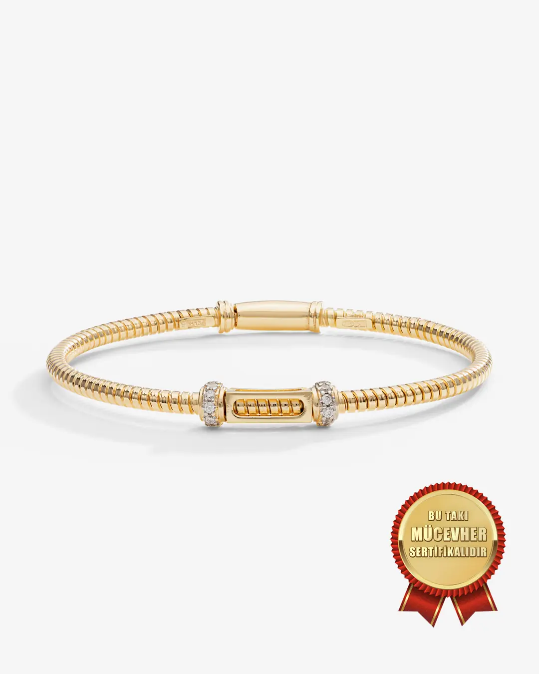 Mikron Gold Plated 925 K Silver Italian Argento Milano Spiral Kepelpçe Bracelet