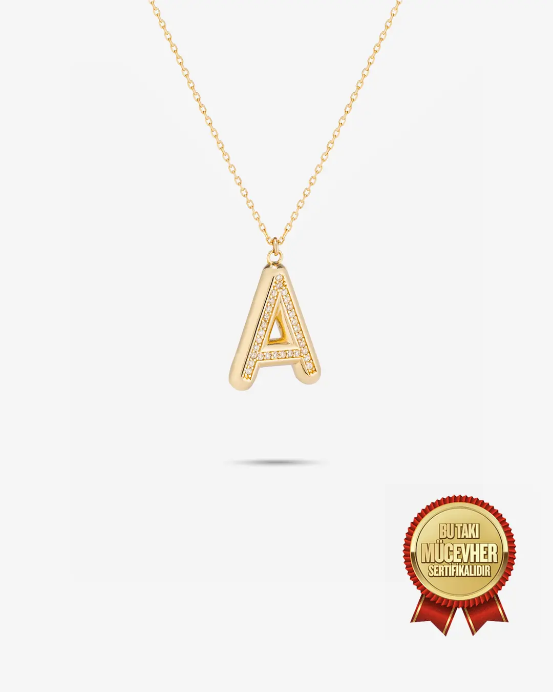 14 K Gold Stone-set Balon Letter Necklace
