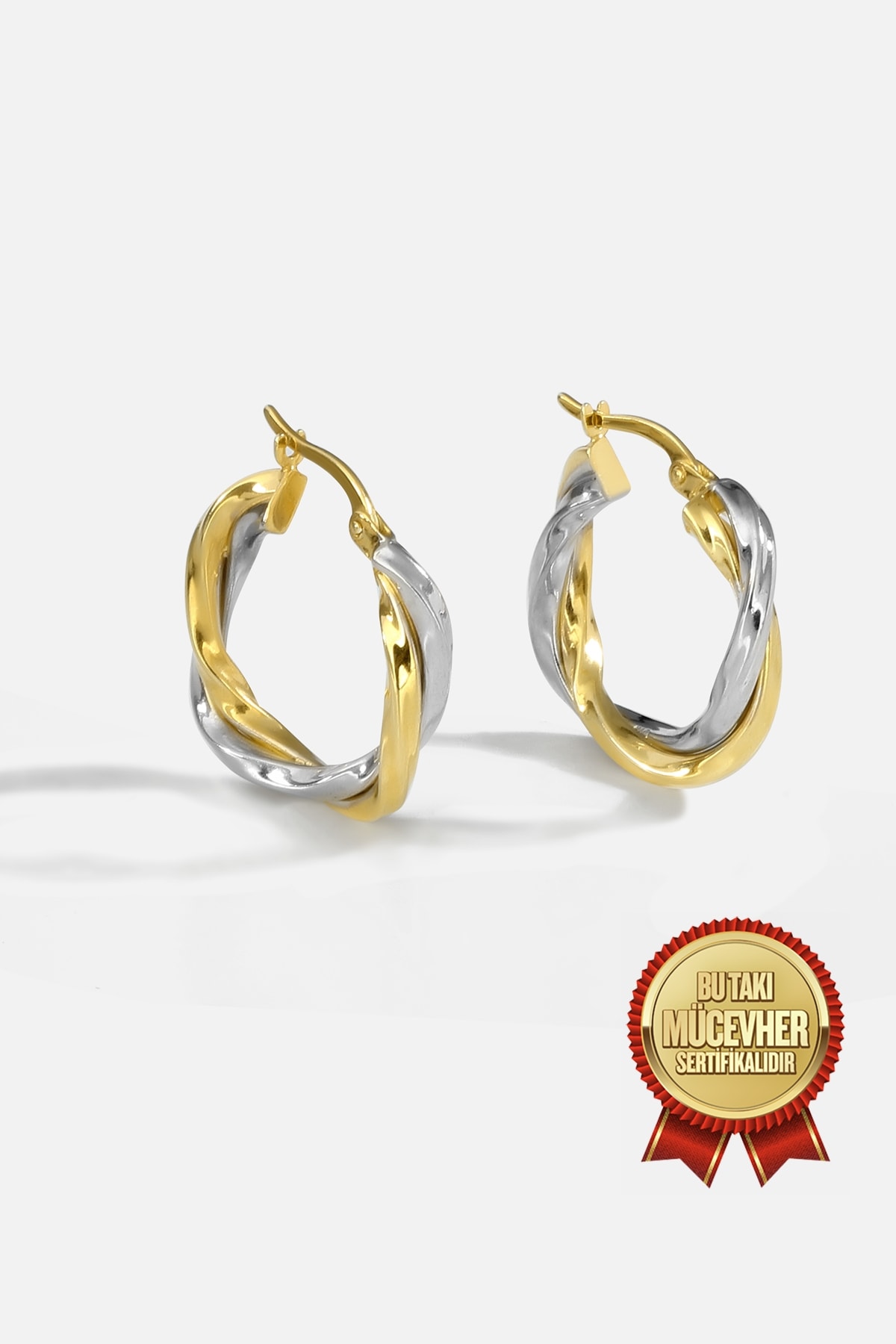 Mikron Altın Kaplama Gümüş Halka Küpe