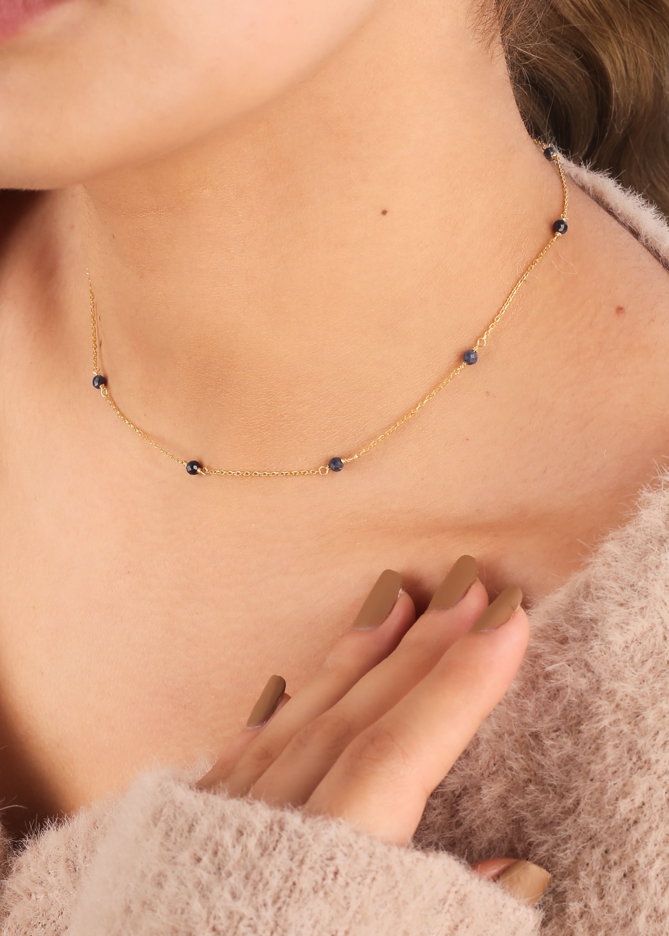 3.3 Carat Sapphire Silver Necklace - Gold