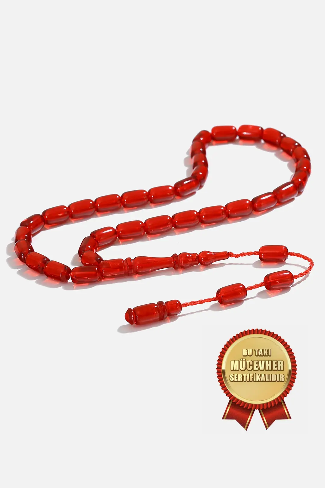 Red Fire Amber Capsule Prayer Beads
