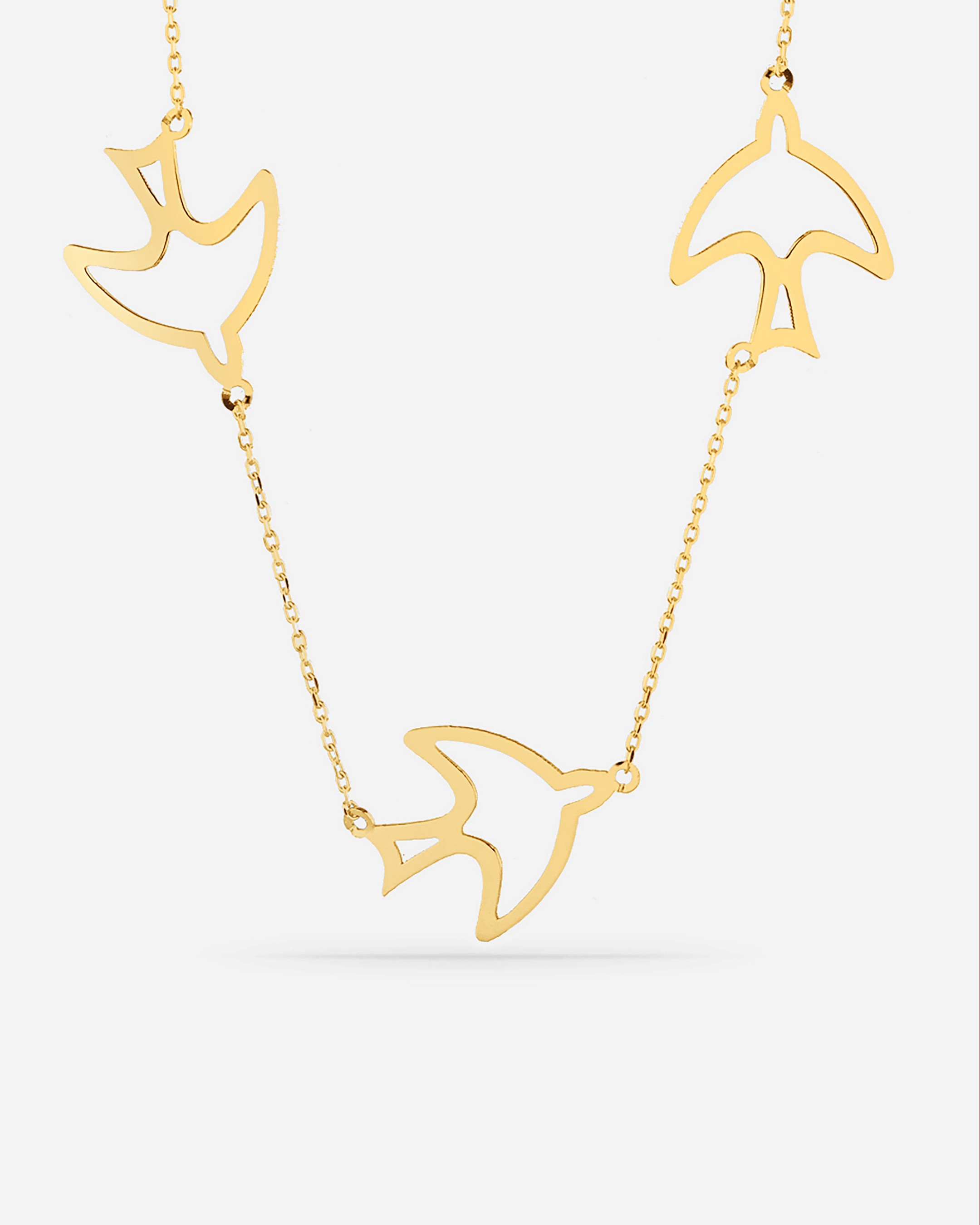 Silver Swallow Necklace - Gold