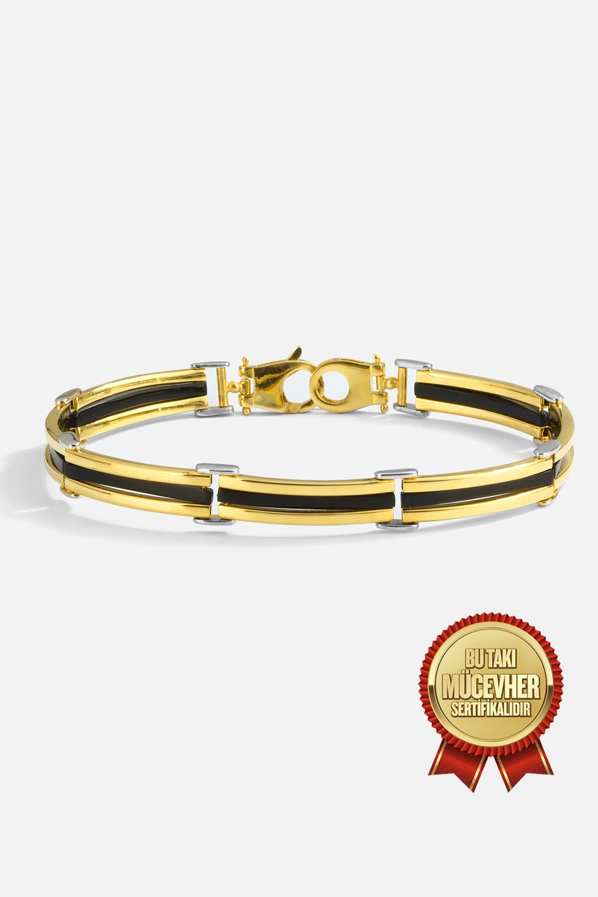 Mikron Altın Kaplama Gümüş Klasik Erkek Bilekliği