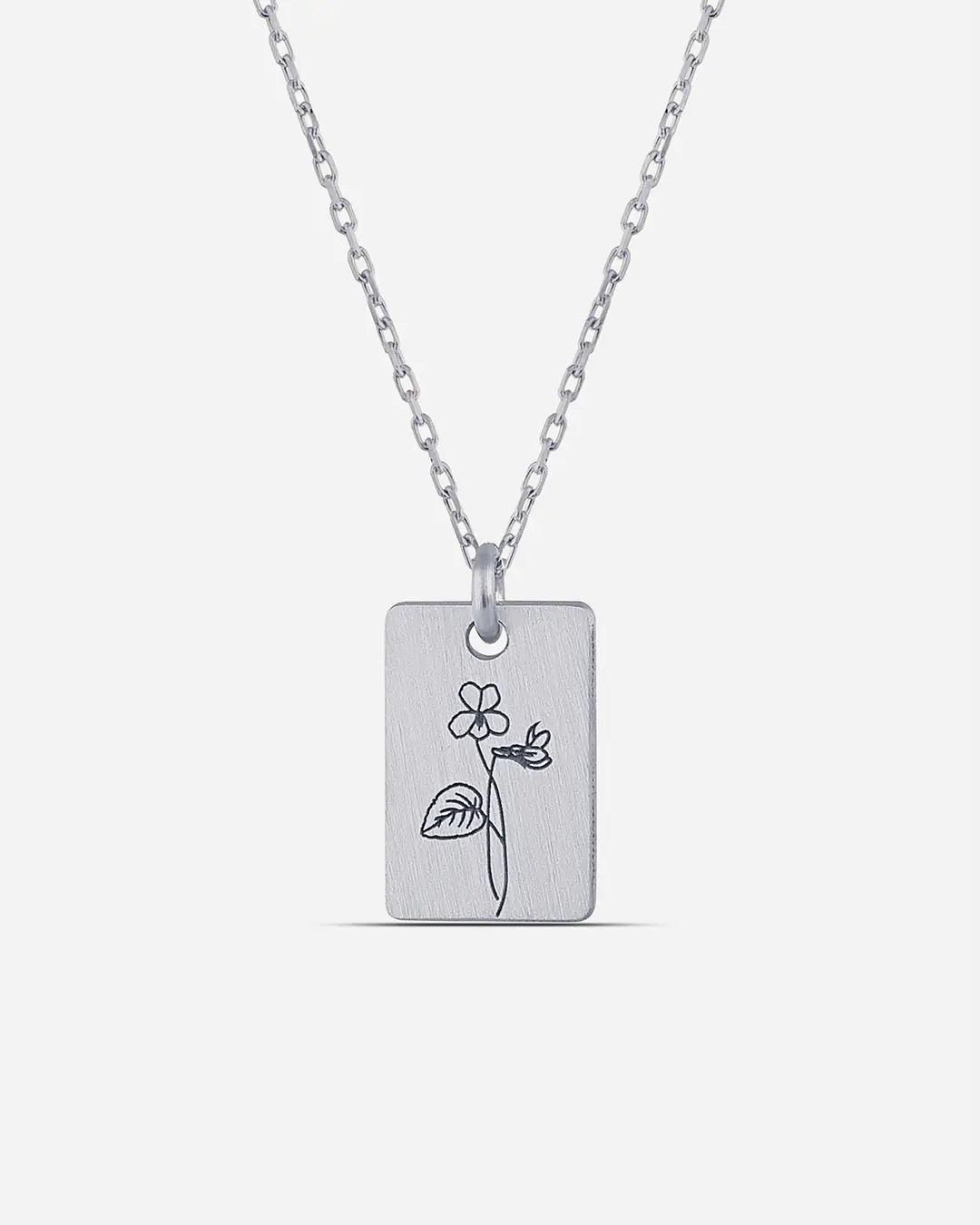Silver Şubat Bear Birth Flower Menekşe Necklace