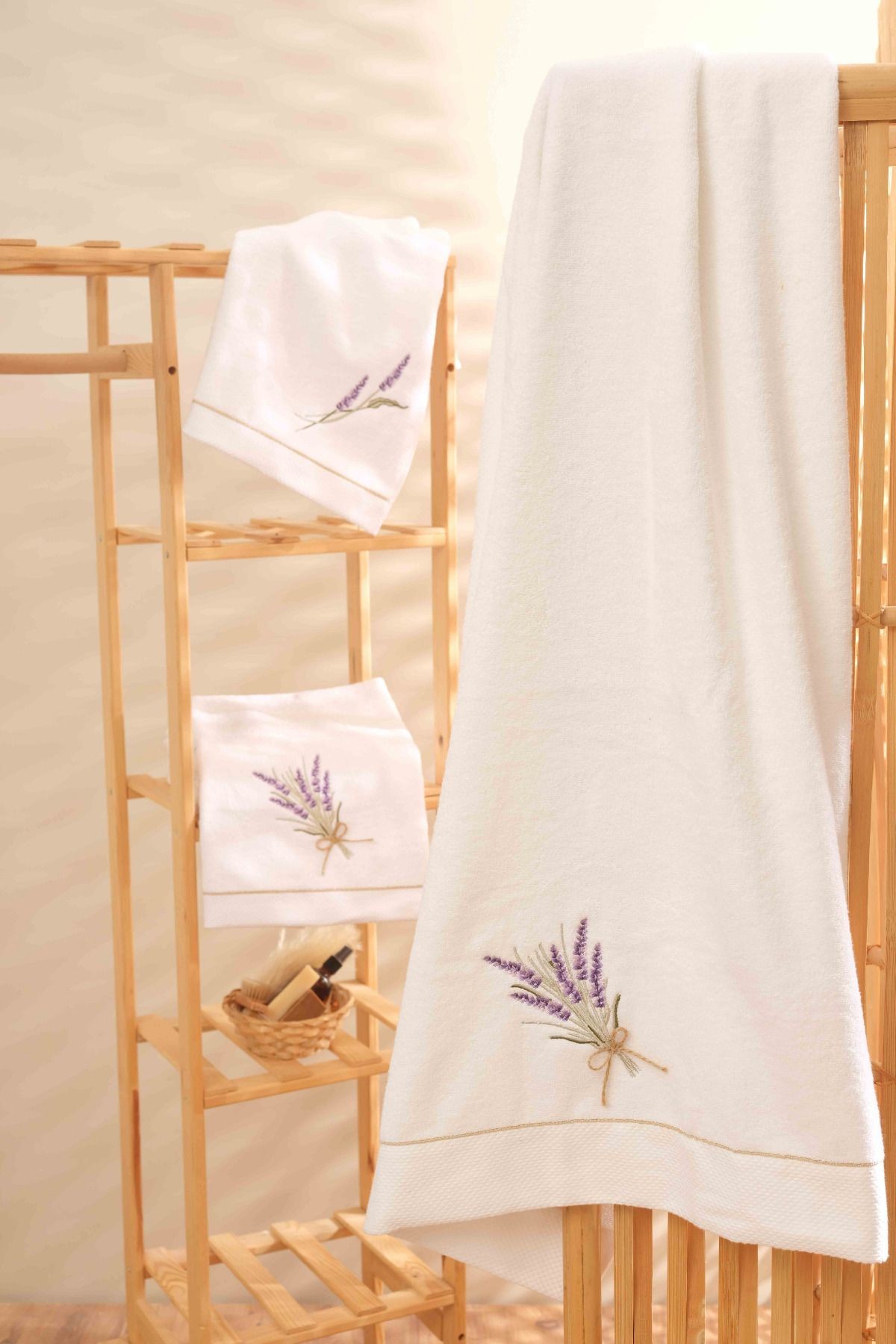 Lavender El Ve Banyo Havlu Seti (50*80 2 ADET / 80*160 1 ADET) %100 Pamuk