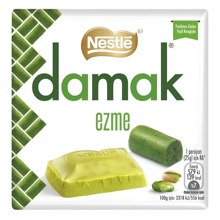 Damak Antep Fıstığı Ezmeli Kare Çikolata 55 Gr