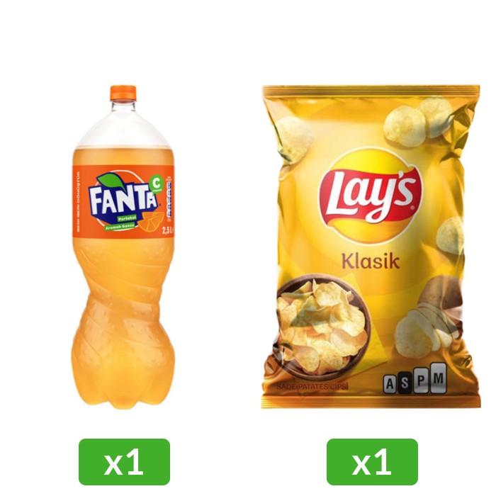 1 Adet Klasik Süper Boy Cips 100 Gr & 1 Adet Gazoz Portakal Aromalı Pet 2,5 Lt