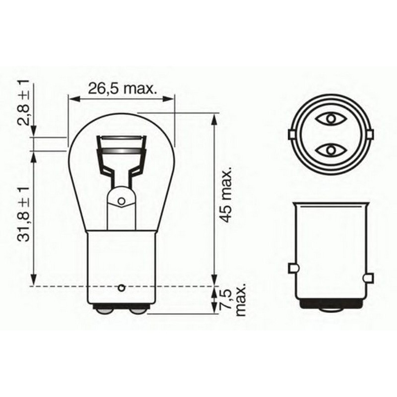 BOSCH 1987302814 Ampül 12V 21W 1016 Çift Duy Şaşı P21/5W BAY15D 10 Lu Paket