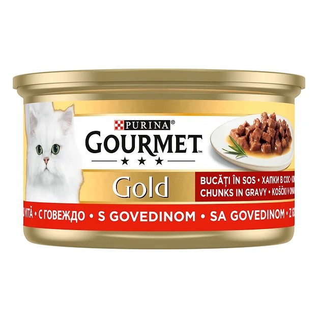 Purina Gourmet Gold Kedi için Parça Et Ve Soslu Yaş Mama, Somon Ve Tavuk Etli