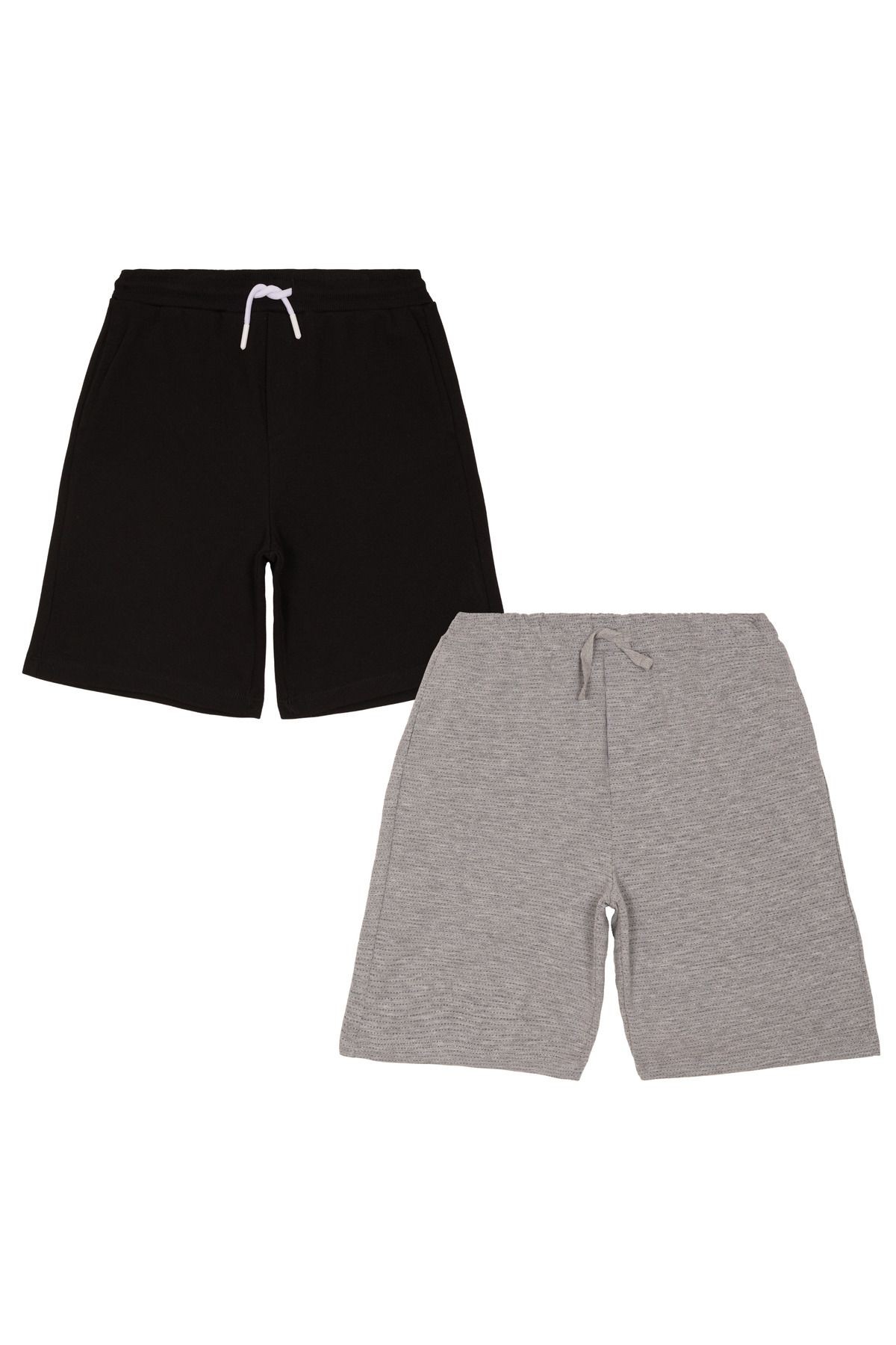 Elegance Basic Short Pack "Siyah-Gri" 2'Li Şort %100 Pamuk