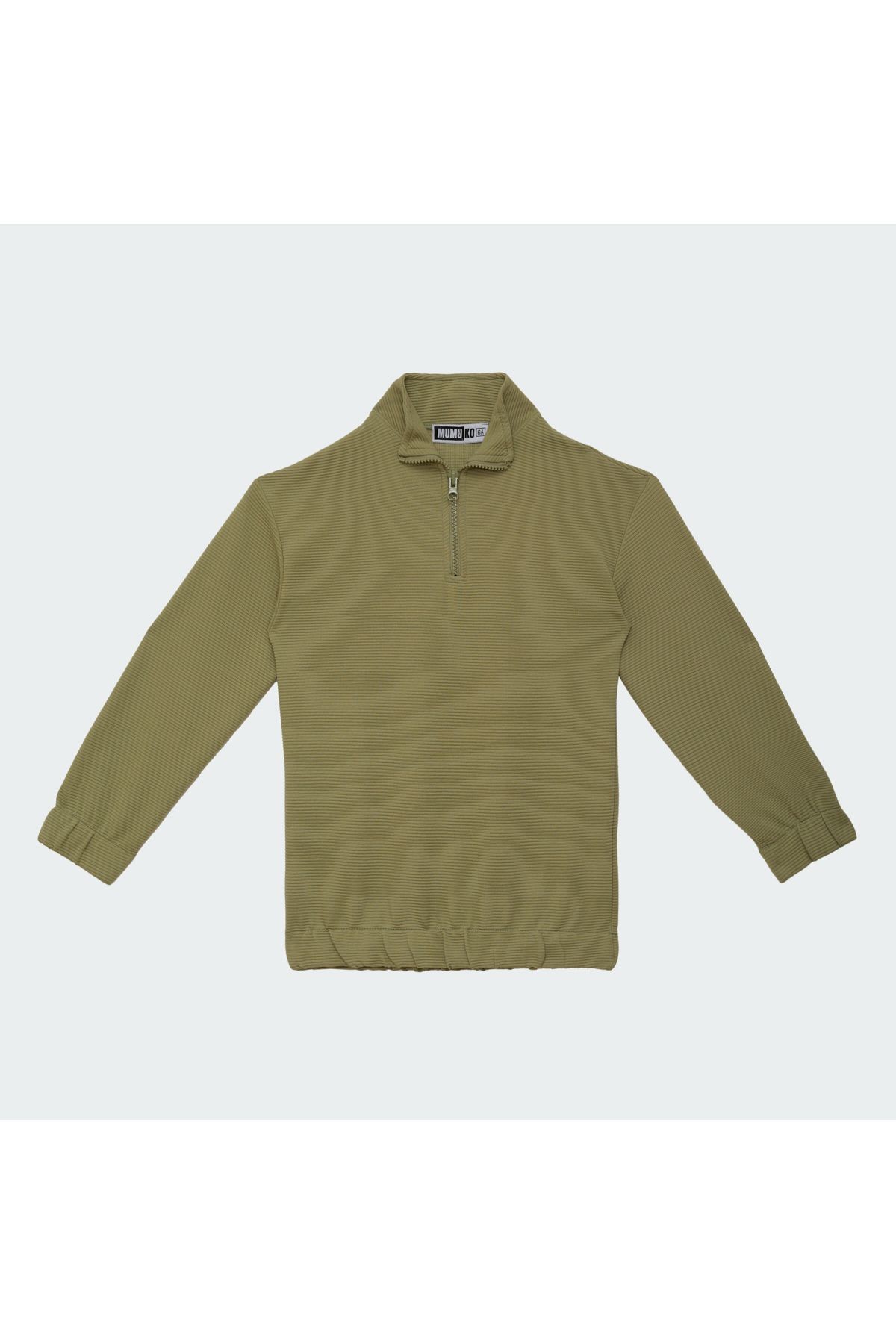 Erkek Çocuk Fermuarlı Sweatshirt Yeşil Renk %100 Pamuk
