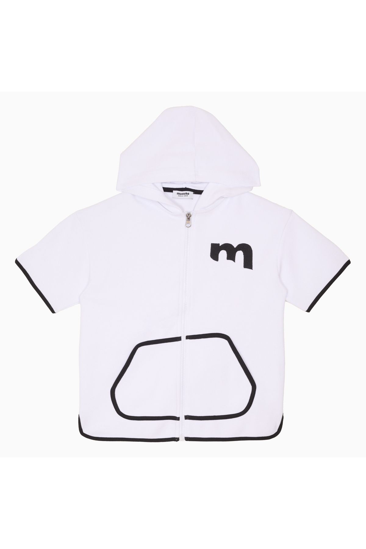 Erkek Çocuk Kısa Kollu Sweatshirt – Beyaz, Fermuarlı, Kapüşonlu Yazlık Model (4-12 Yaş)