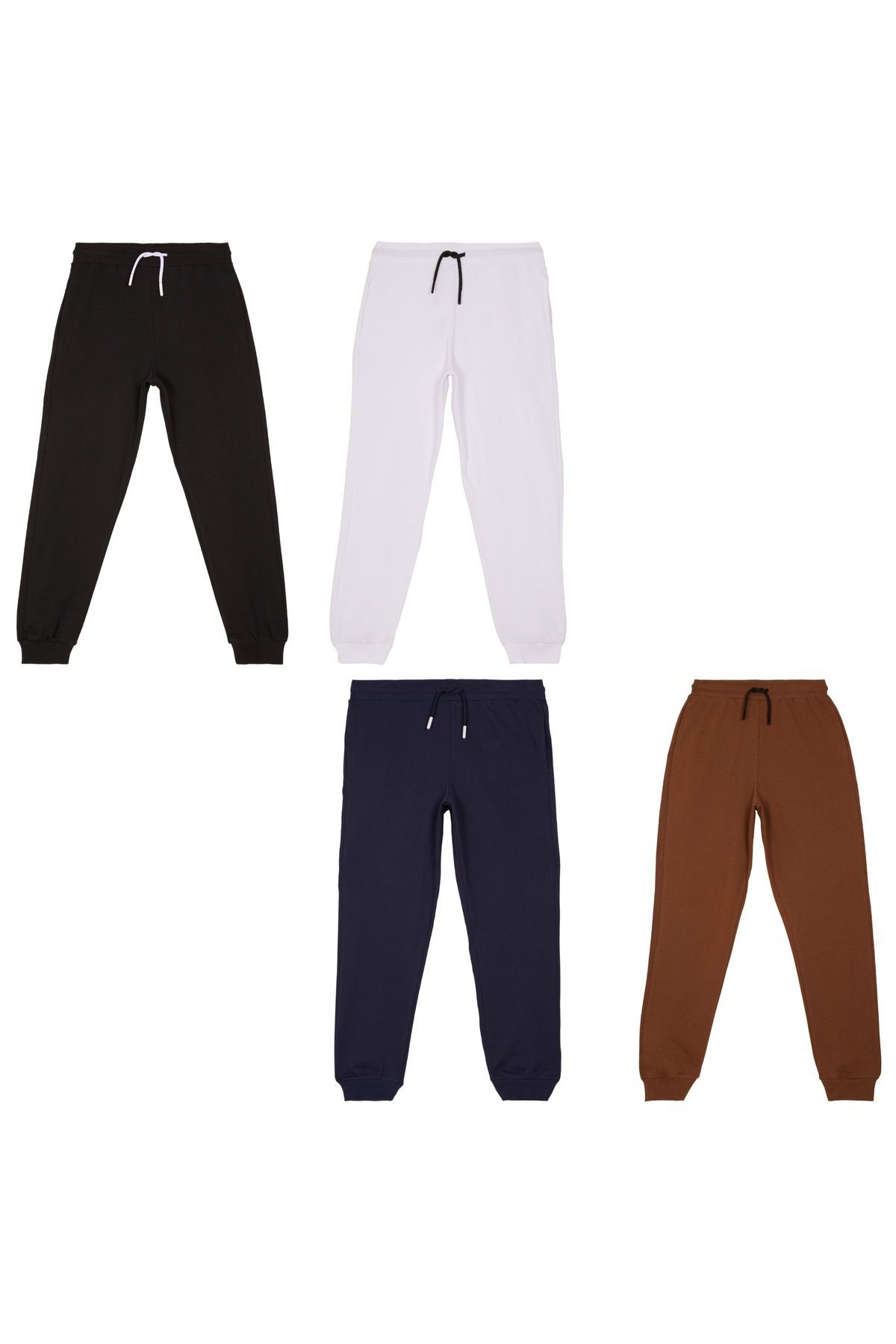 Sport Elegance Pack "Kahve-Beyaz-Siyah-Lacivert" 4'Lü Eşofman Altı %100 Pamuk