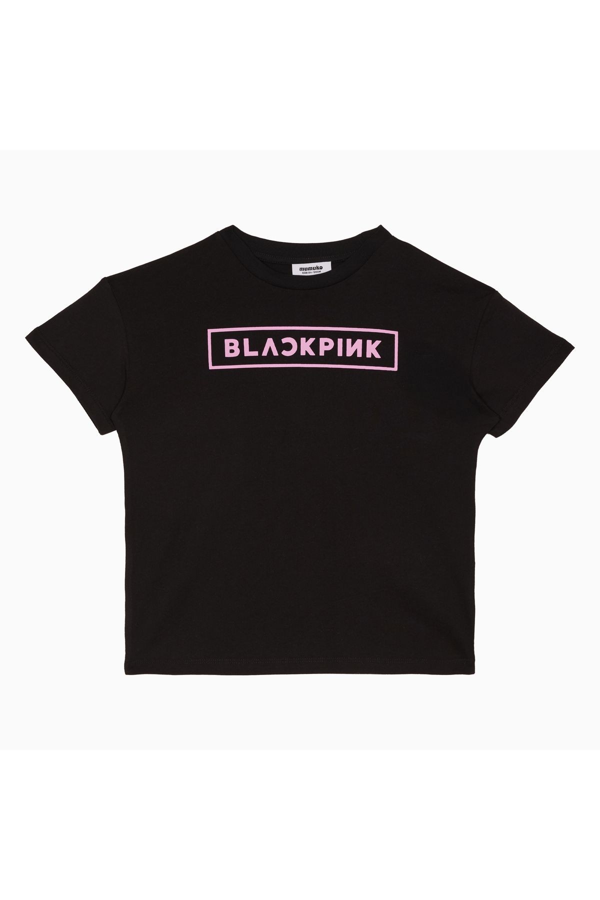 Kız Çocuk Siyah Tişört – %100 Pamuk, Pembe BLACKPINK Baskılı Kısa Kollu Yazlık Tasarım