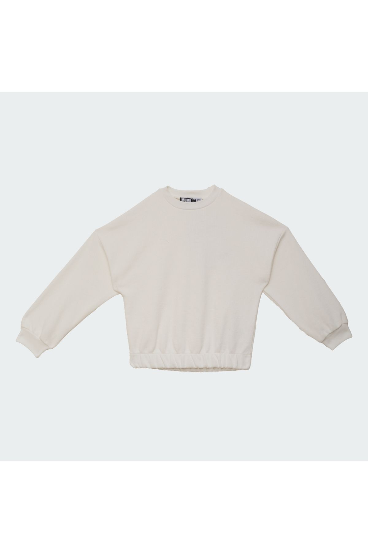 Kız Çocuk Crop Sweatshirt Ekru Renk %100 Pamuk