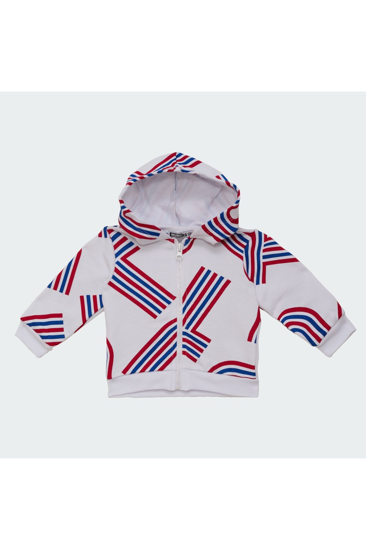 Erkek Bebek Kapüşonlu Baskılı Sweatshirt Desenli %100 Pamuk