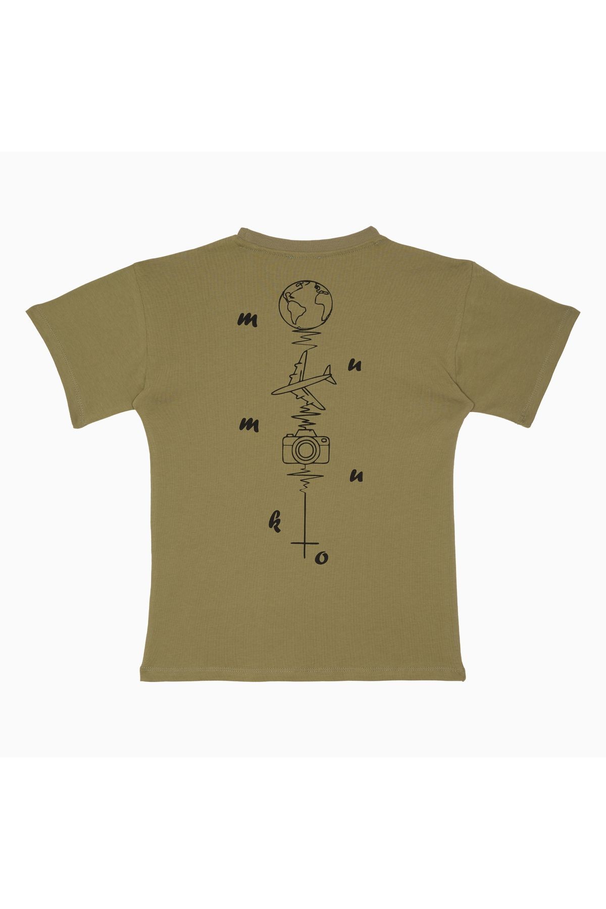 Travel Pack "Haki-Mavi" 2'Li Bisiklet Yaka %100 Pamuk T-Shirt